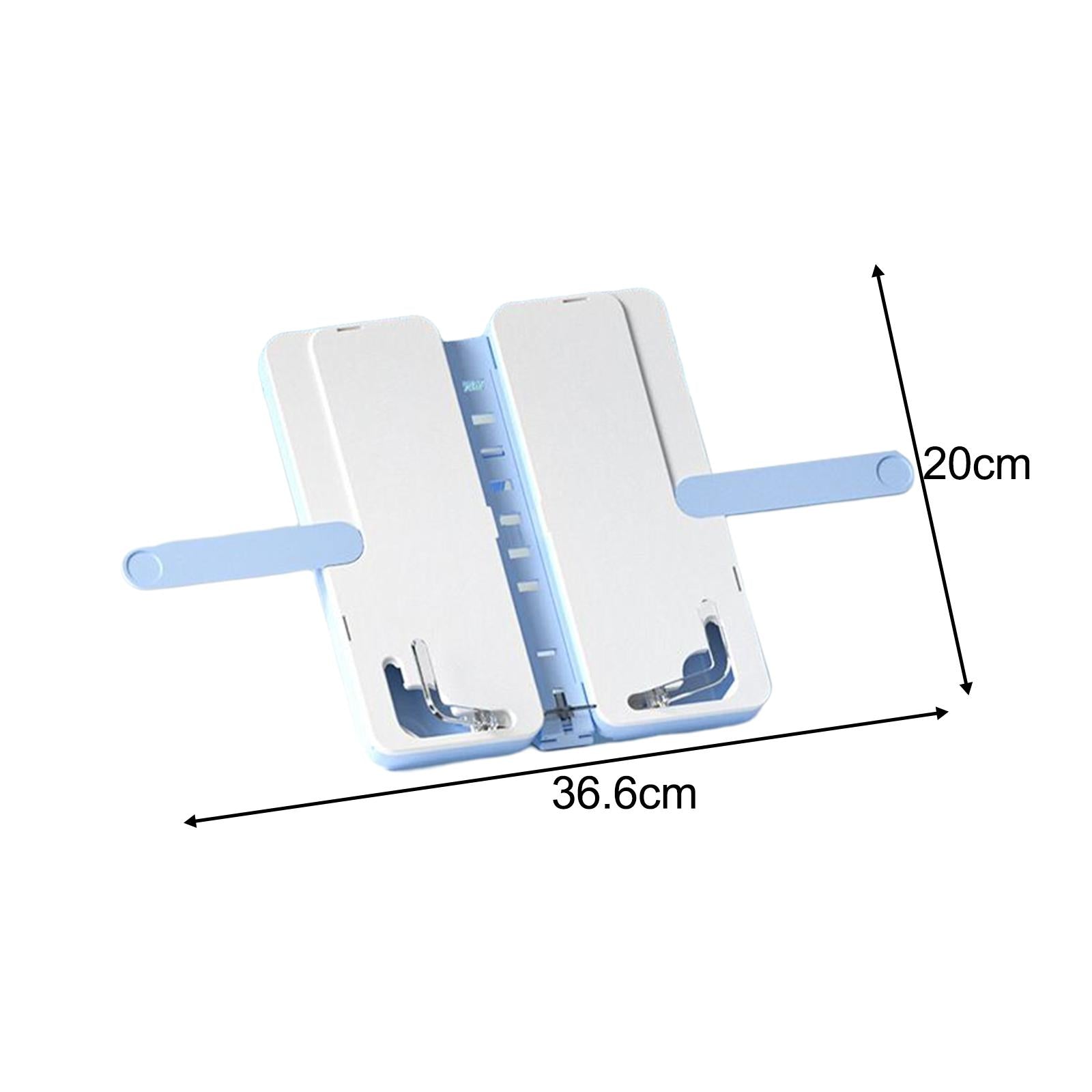 2in1 Book Stand Pencil Box Foldable Page Clips Table Home Textbook Blue