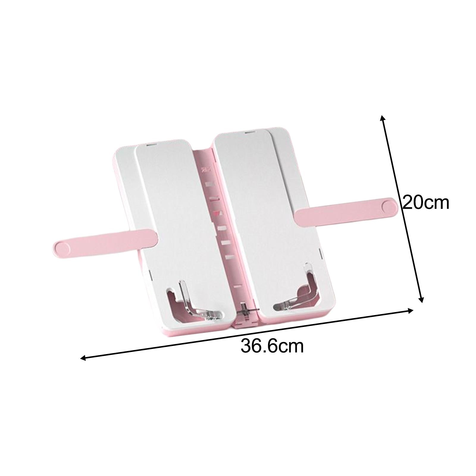 2in1 Book Stand Pencil Box Foldable Page Clips Table Home Textbook Pink