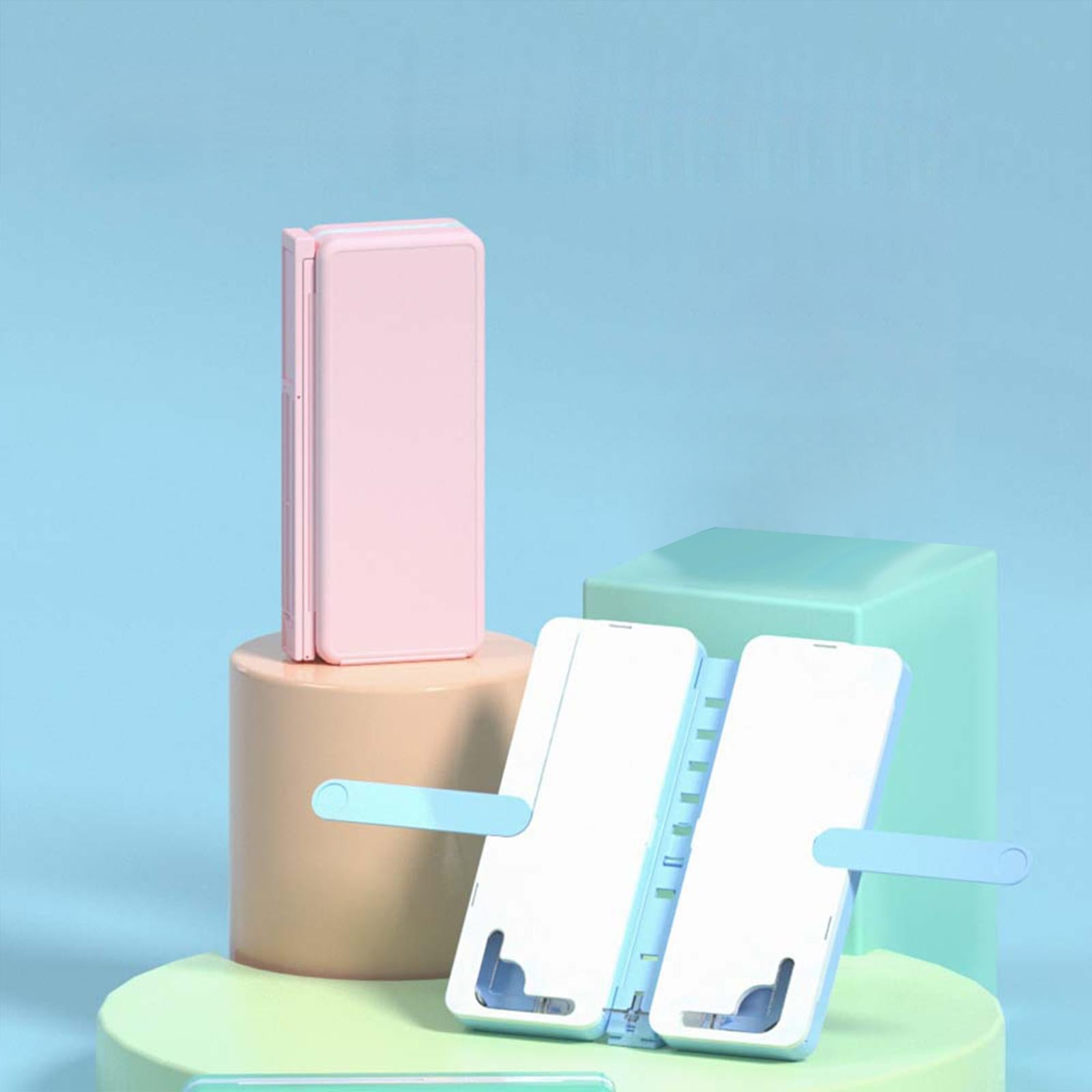 2in1 Book Stand Pencil Box Foldable Page Clips Table Home Textbook Pink