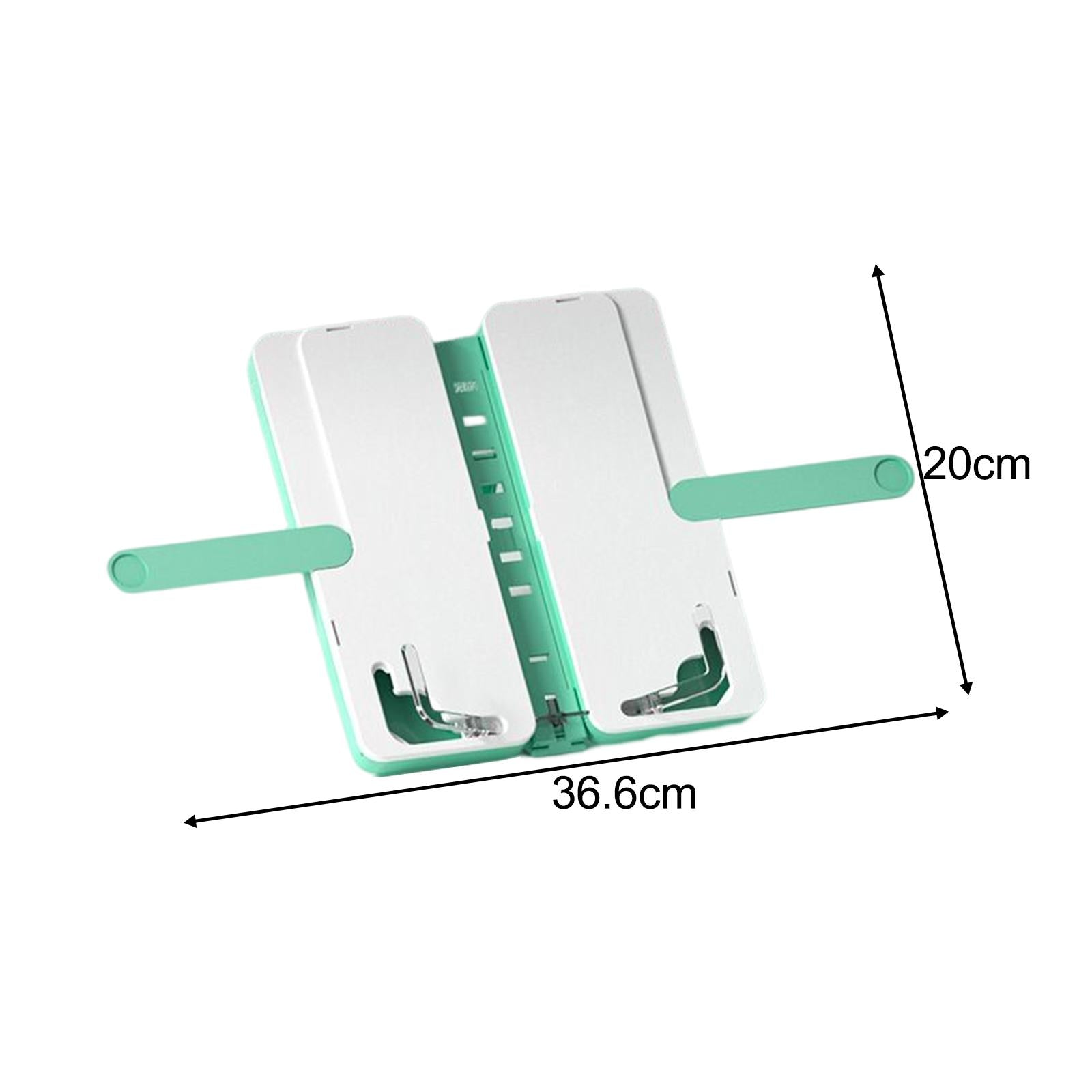 2in1 Book Stand Pencil Box Foldable Page Clips Table Home Textbook Green