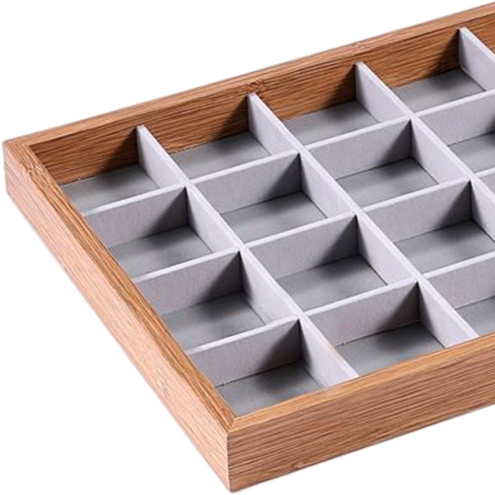 Jewelry Trays Velvet Jewelry Drawer Tray Jewelry Storage Case for Necklace 24 Grids