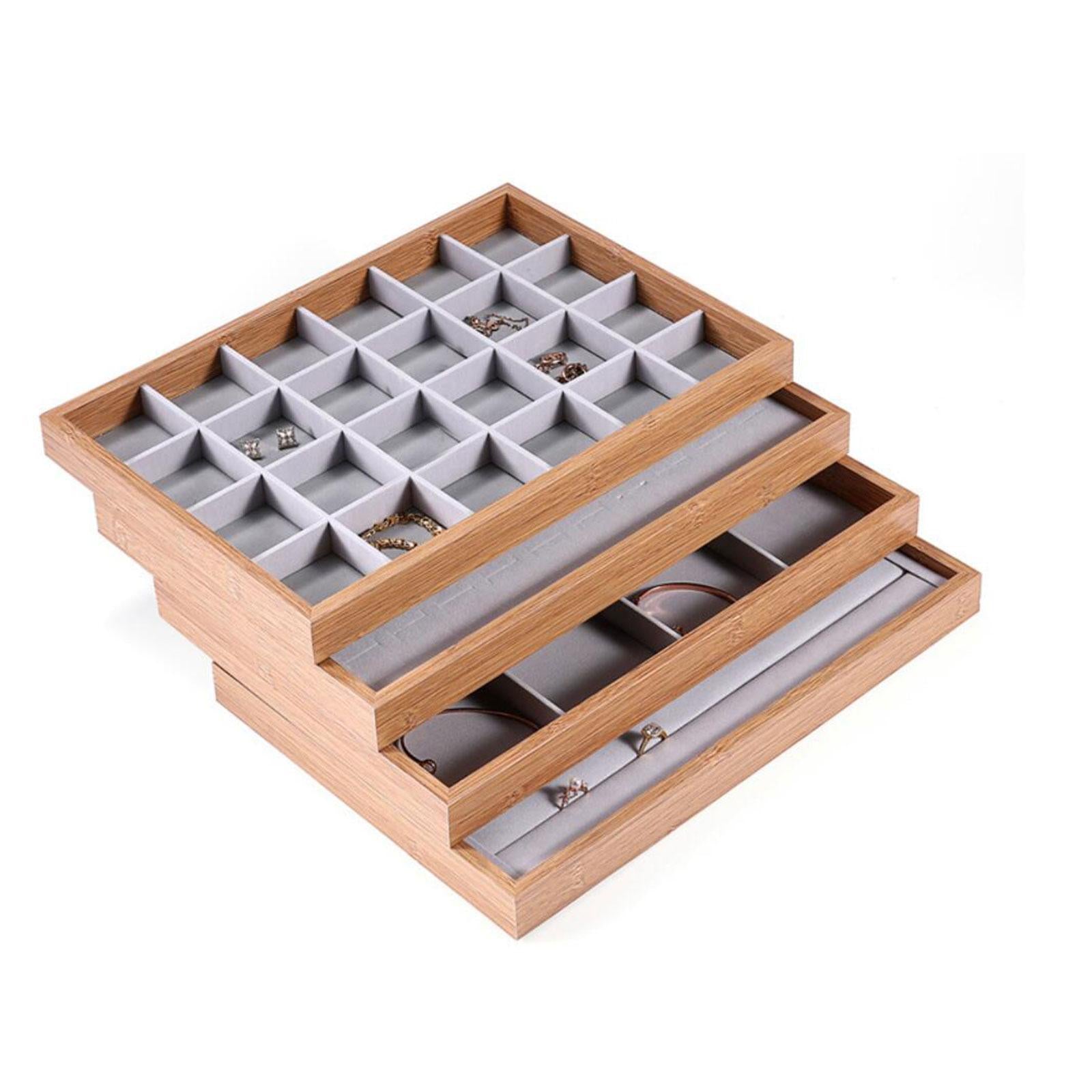 Jewelry Trays Velvet Jewelry Drawer Tray Jewelry Storage Case for Necklace 24 Grids