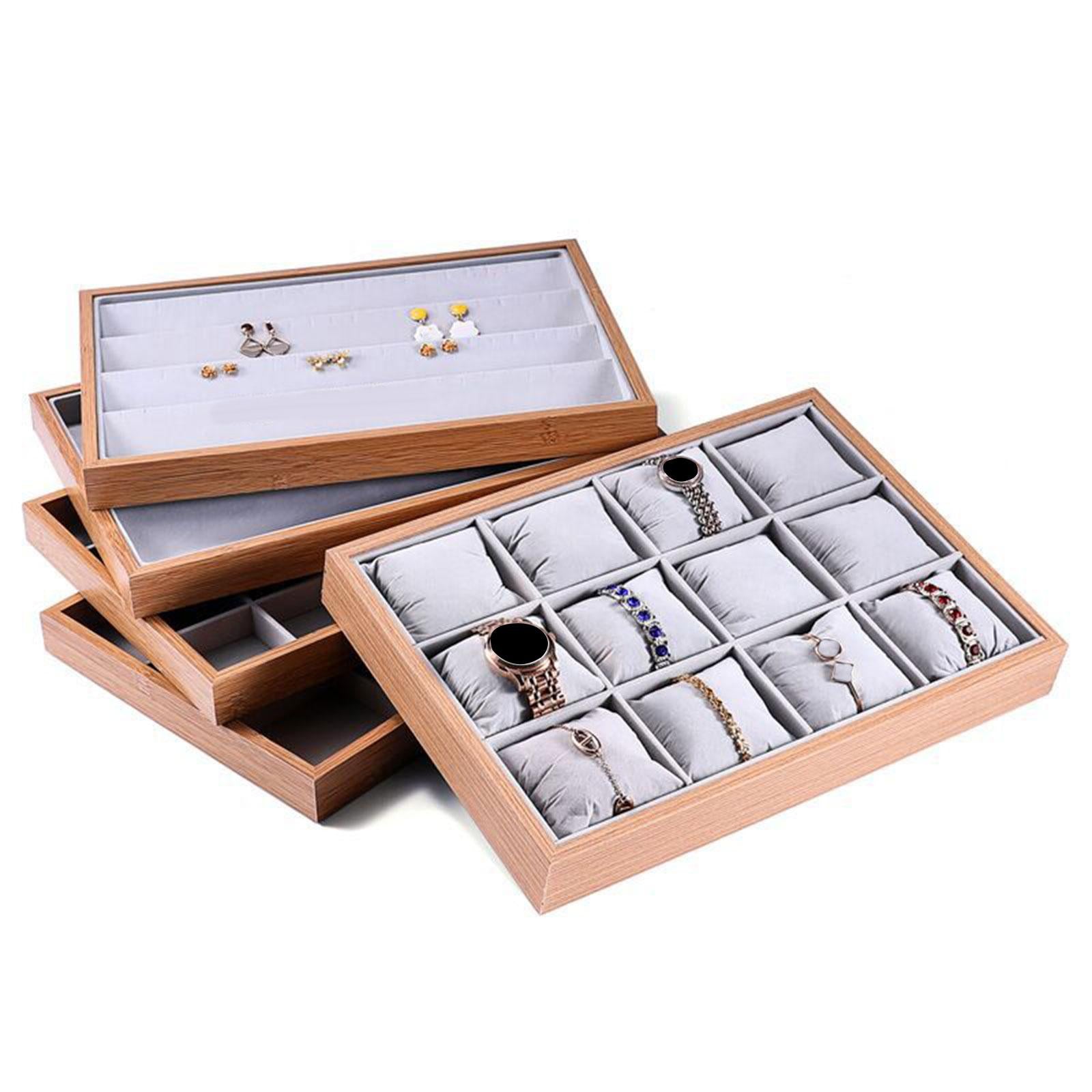 Jewelry Trays Velvet Jewelry Drawer Tray Jewelry Storage Case for Necklace 24 Grids