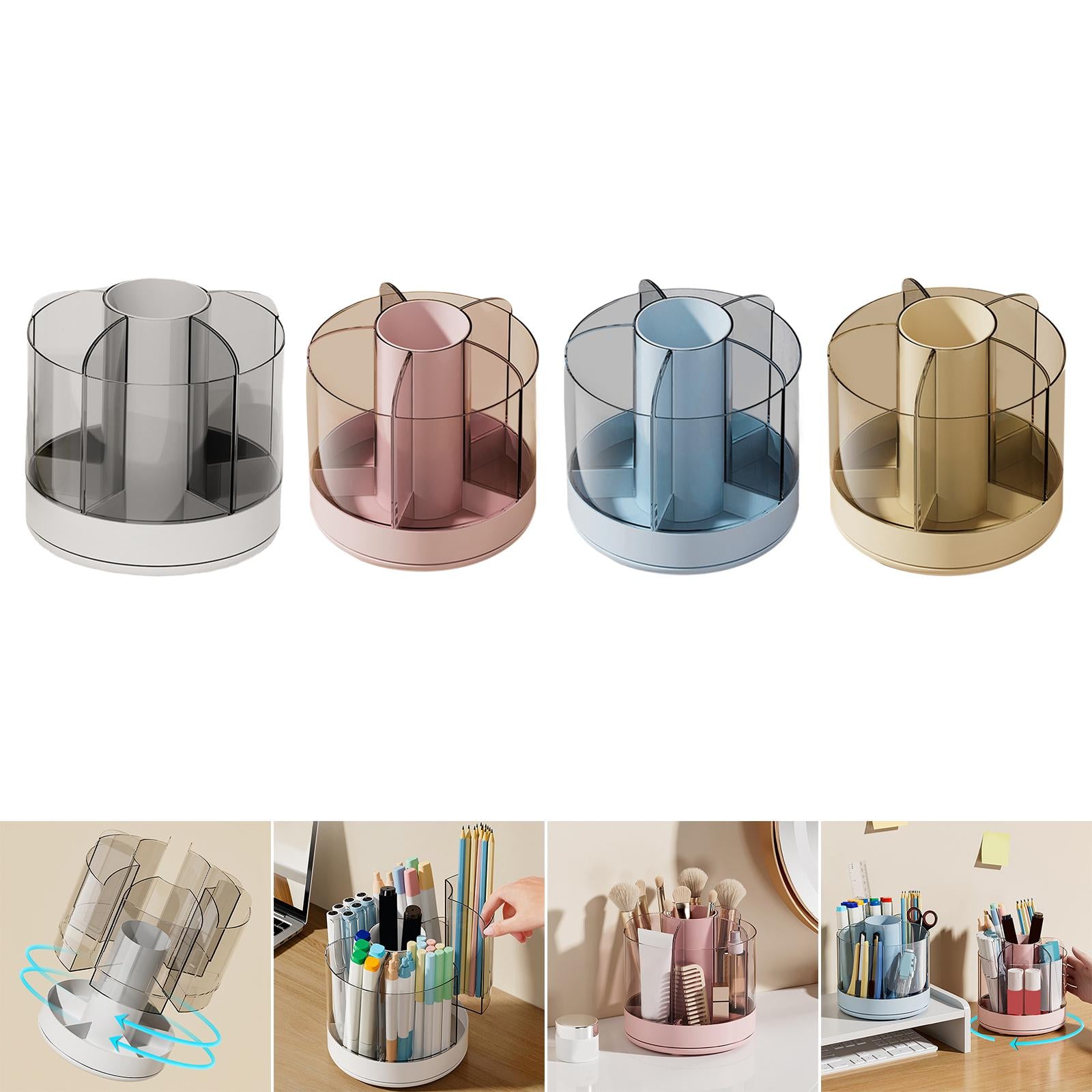 Pencil Holder Cup for Desk Cosmetics Brush Holder Clear for Office Supplies White