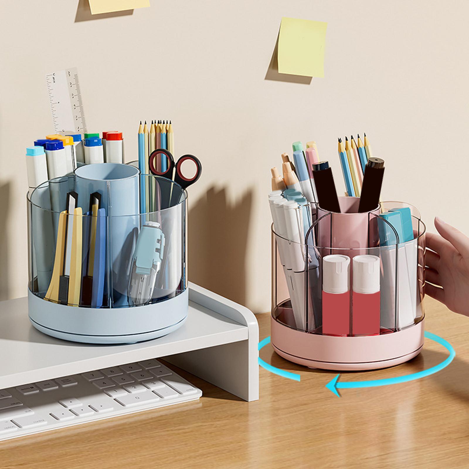 Pencil Holder Cup for Desk Cosmetics Brush Holder Clear for Office Supplies White