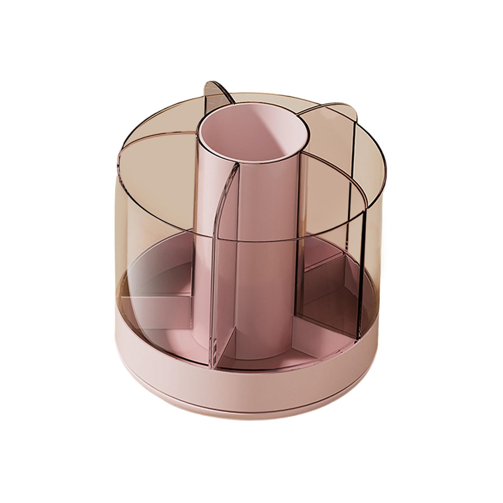 Pencil Holder Cup for Desk Cosmetics Brush Holder Clear for Office Supplies Pink