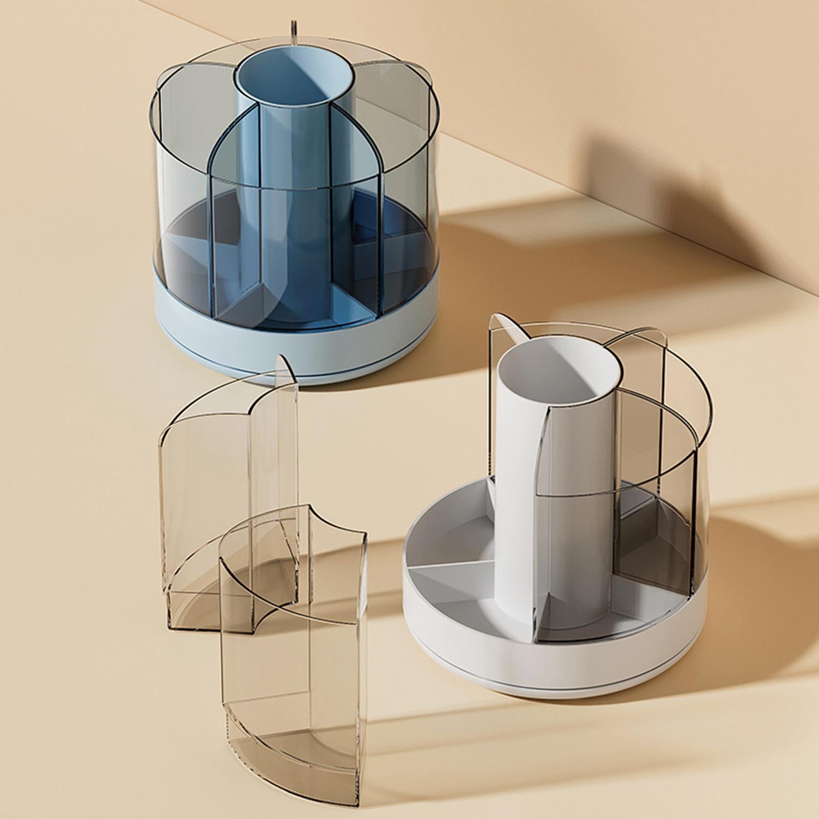 Pencil Holder Cup for Desk Cosmetics Brush Holder Clear for Office Supplies Blue