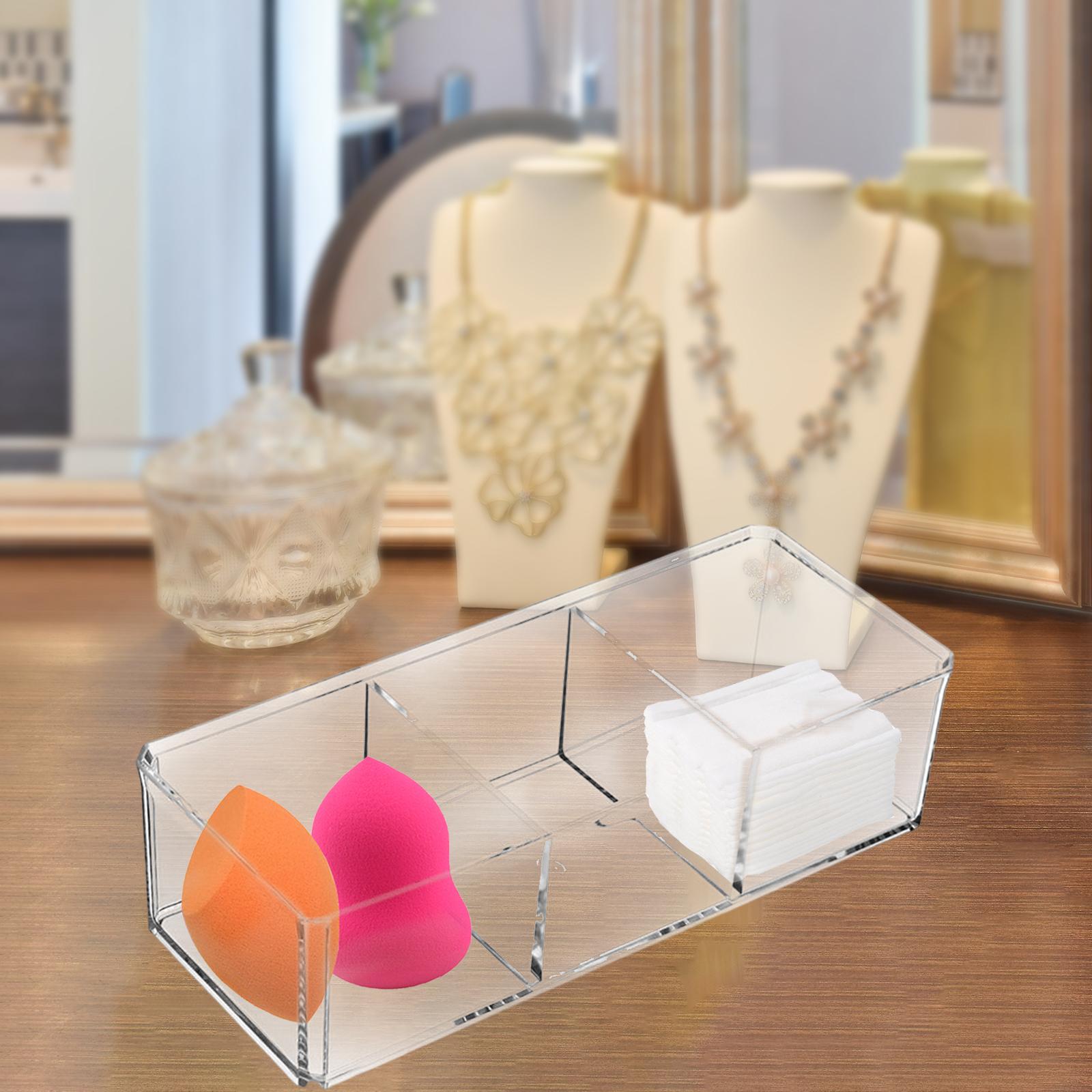 tea bags Organizer Desk Makeup Holder for Bathroom Counter Desk Accessories 3 Grids without Lid