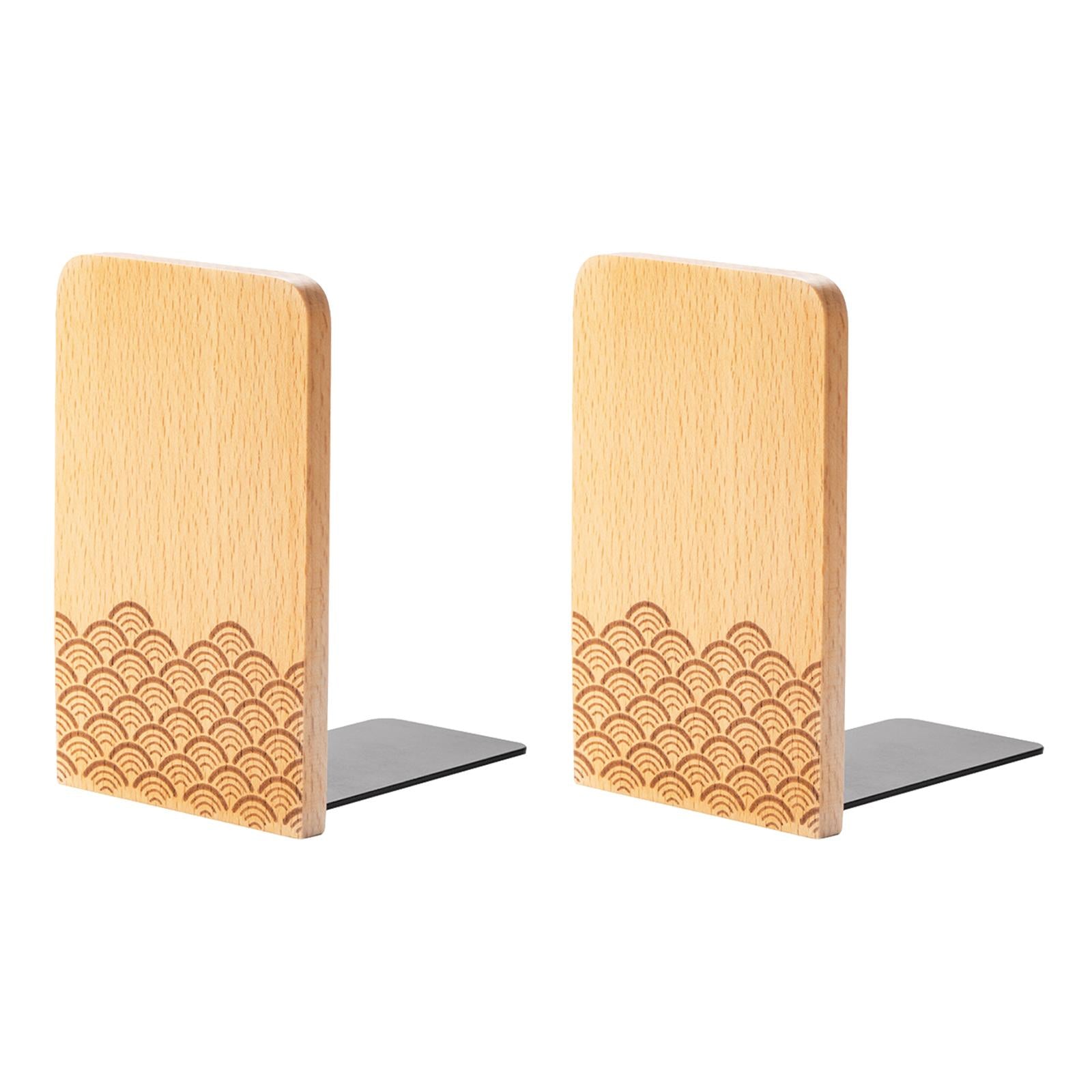 Books Stopper Book Support Non Skid Wooden Bookend for Heavy Books Room