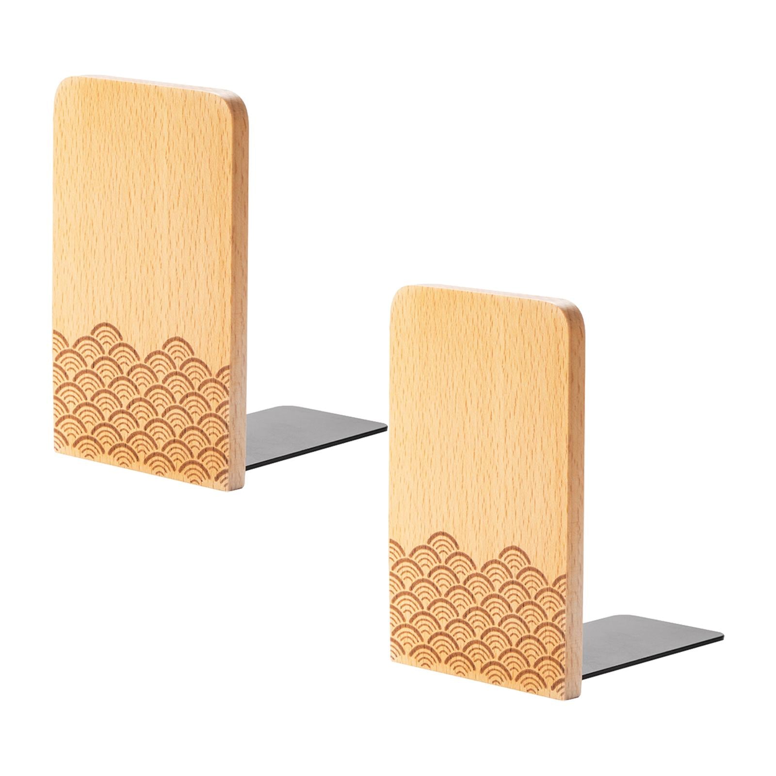 Books Stopper Book Support Non Skid Wooden Bookend for Heavy Books Room