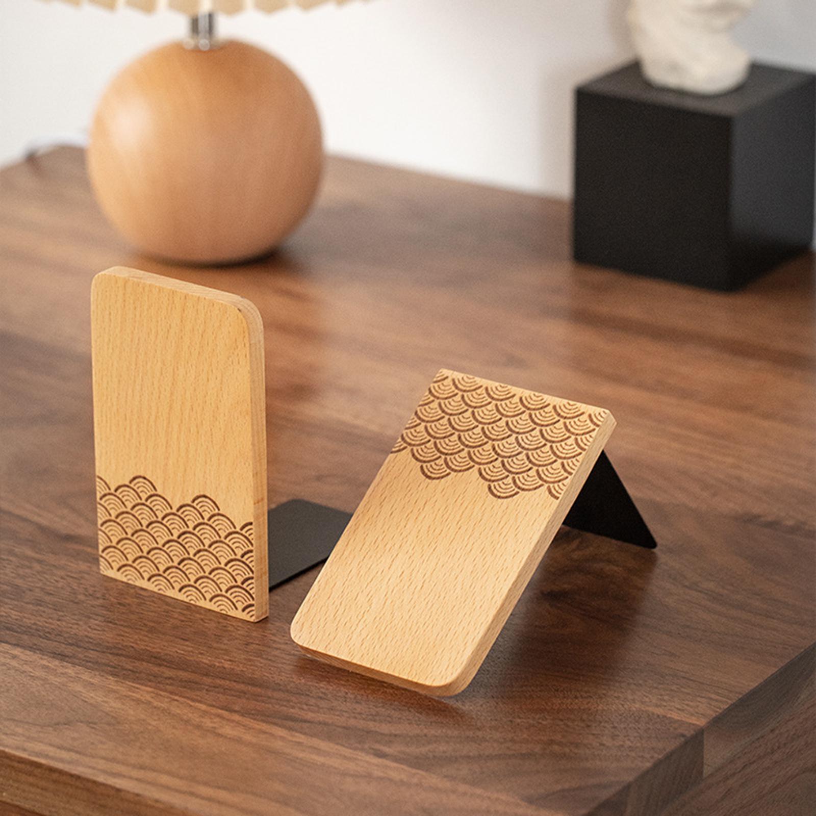 Books Stopper Book Support Non Skid Wooden Bookend for Heavy Books Room