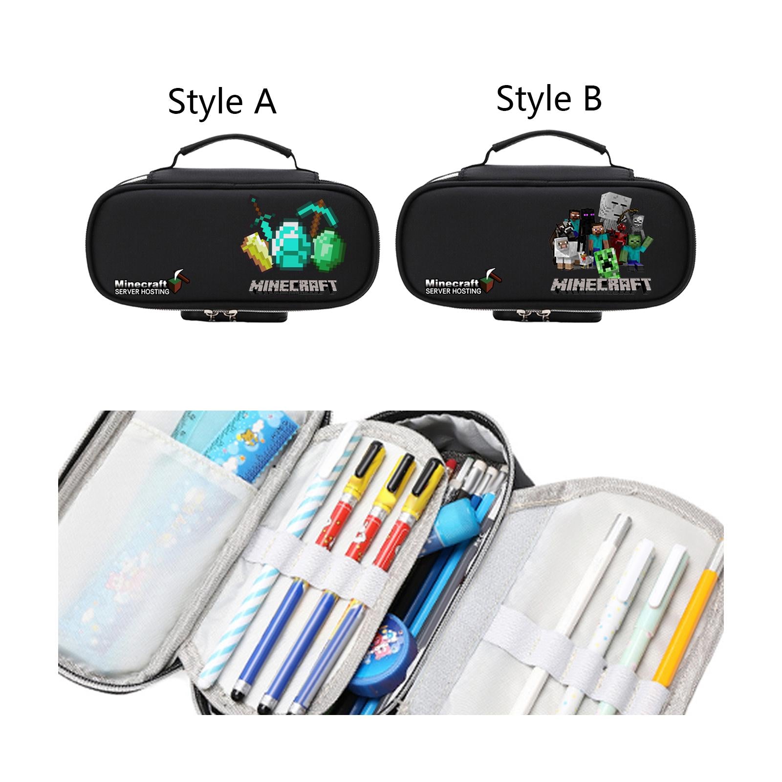 Marker Pen Pouch Zipper Office Organizer Bag Portable for School Grils Boys Style A