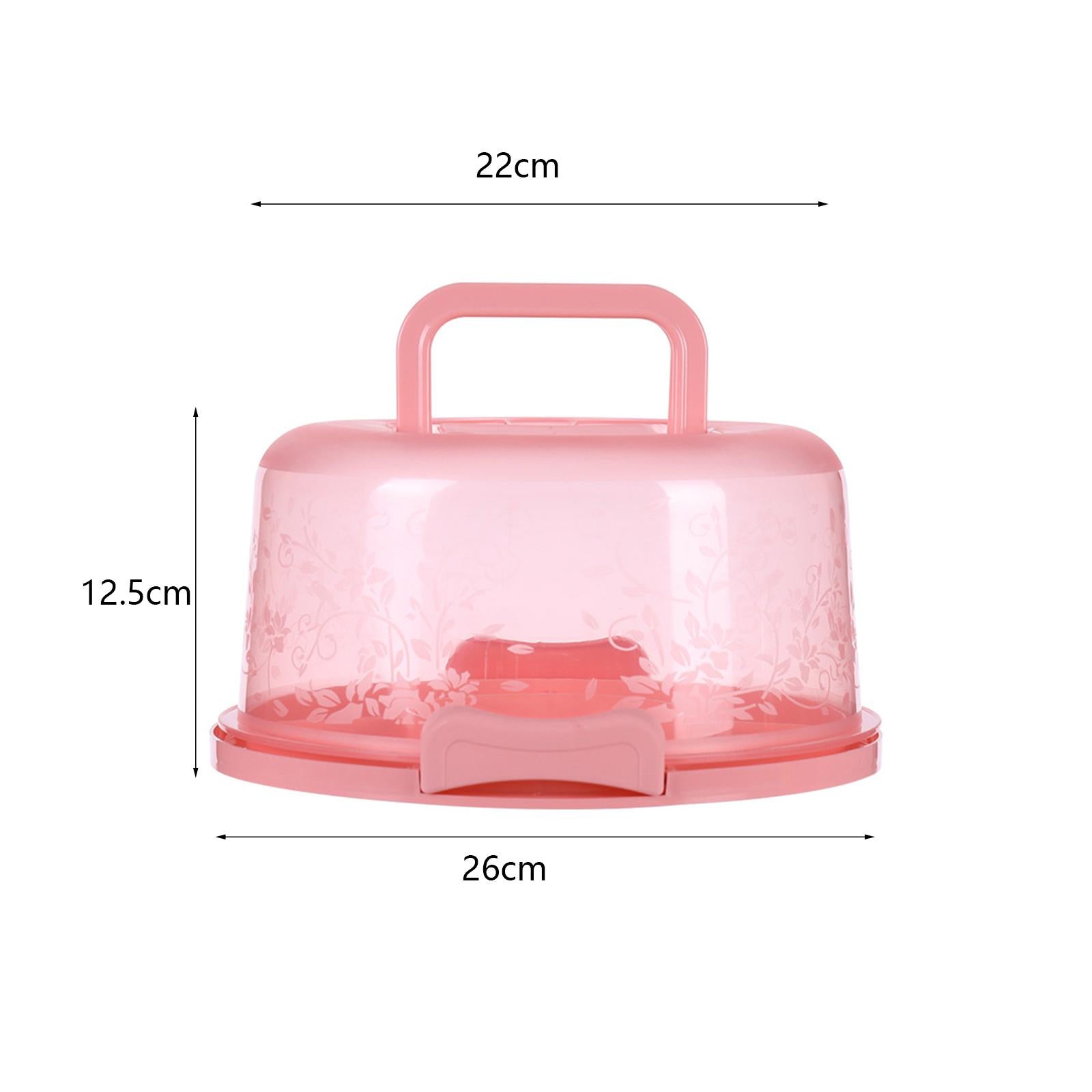 Cake Container with Lid Cover Handle Cake Storage Container for Pies Dessert Pink