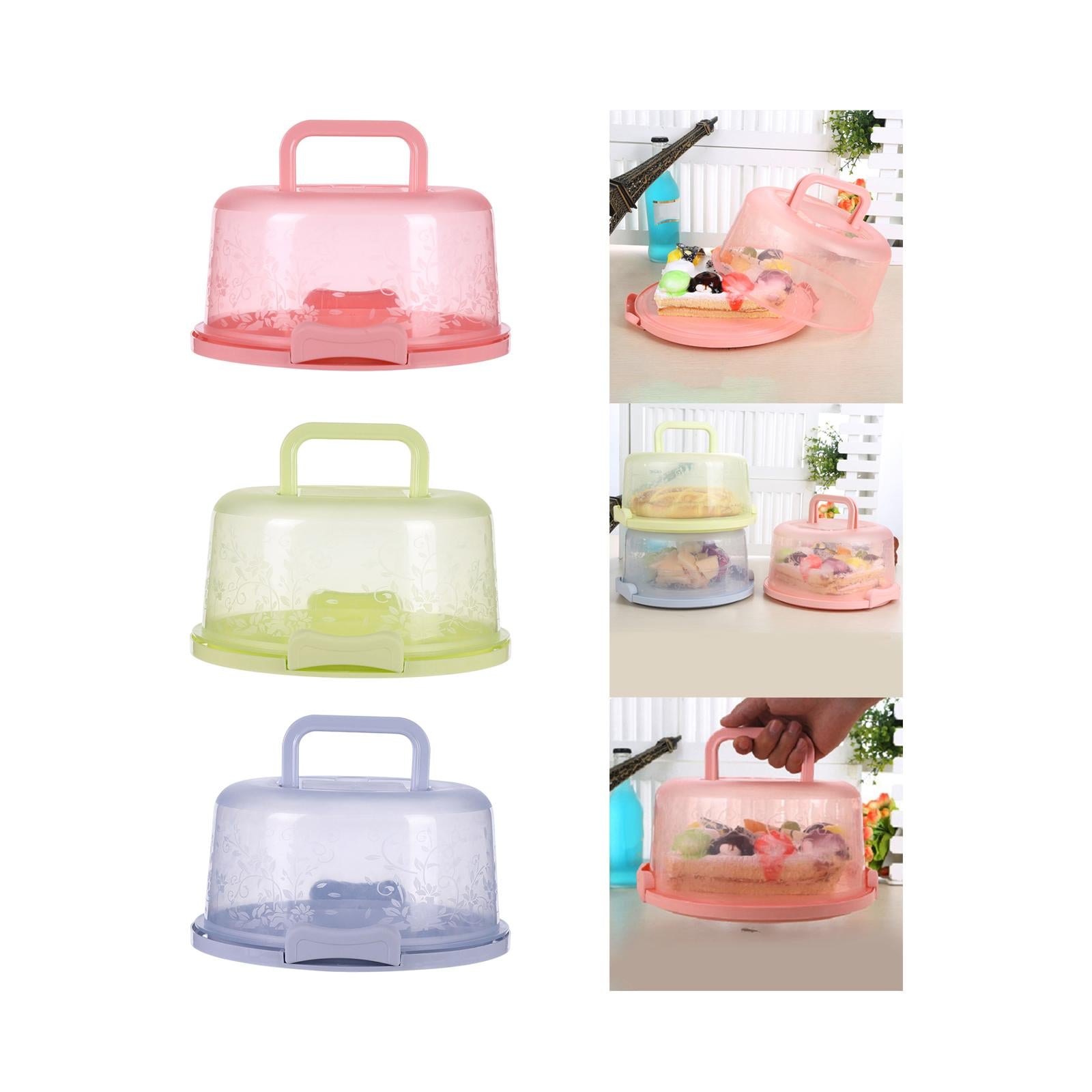 Cake Container with Lid Cover Handle Cake Storage Container for Pies Dessert Pink