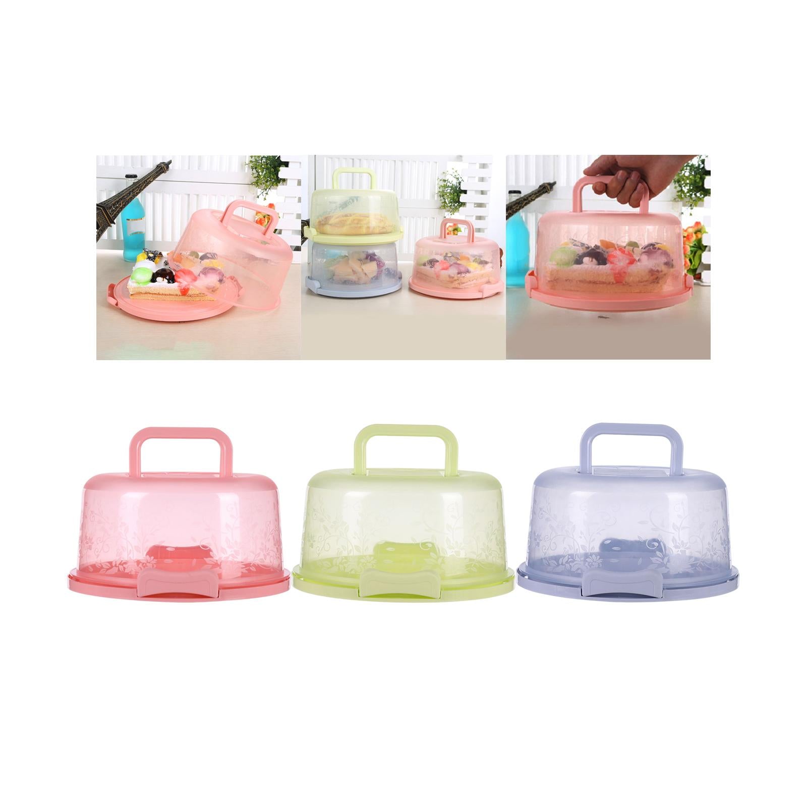 Cake Container with Lid Cover Handle Cake Storage Container for Pies Dessert Pink