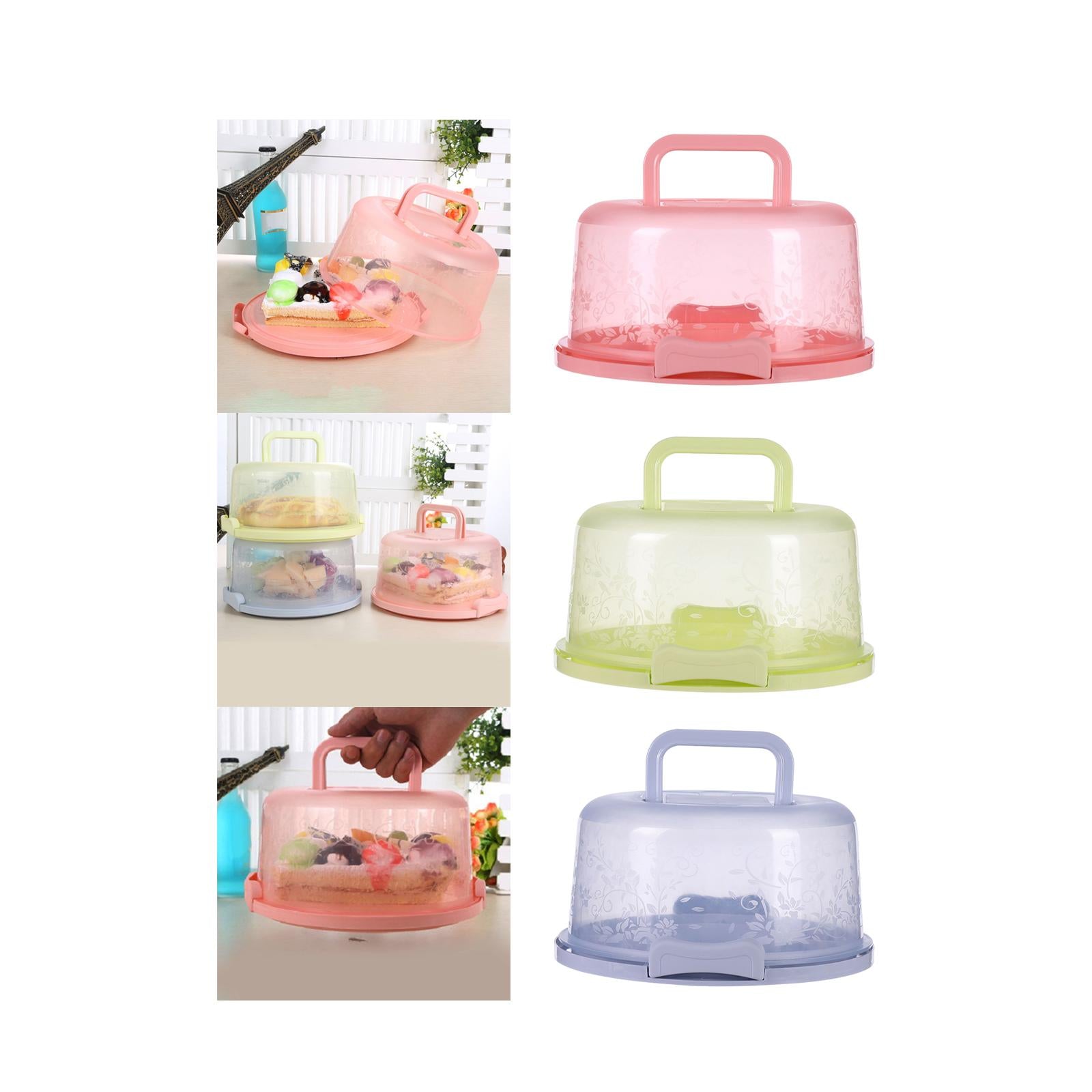 Cake Container with Lid Cover Handle Cake Storage Container for Pies Dessert Pink
