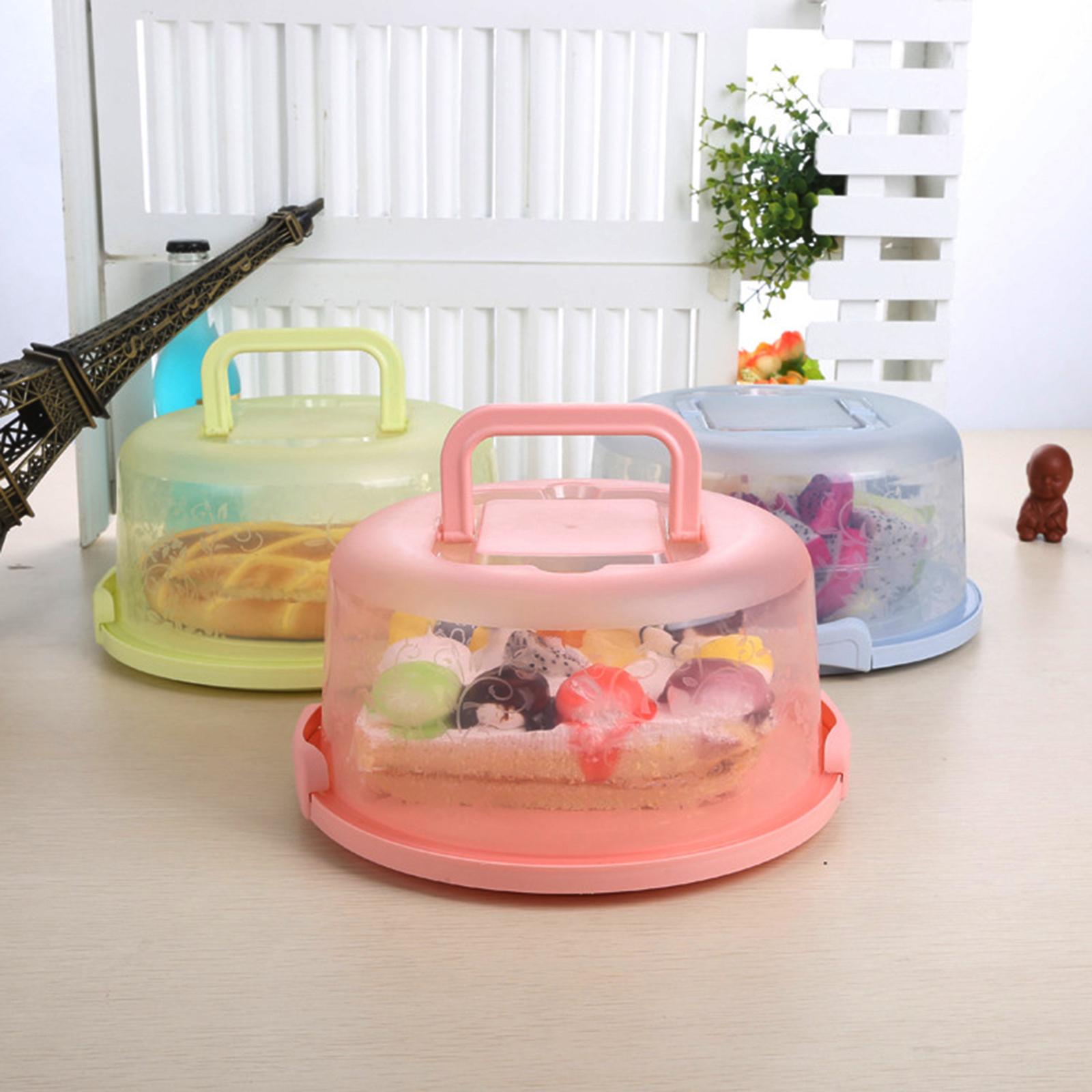 Cake Container with Lid Cover Handle Cake Storage Container for Pies Dessert Pink