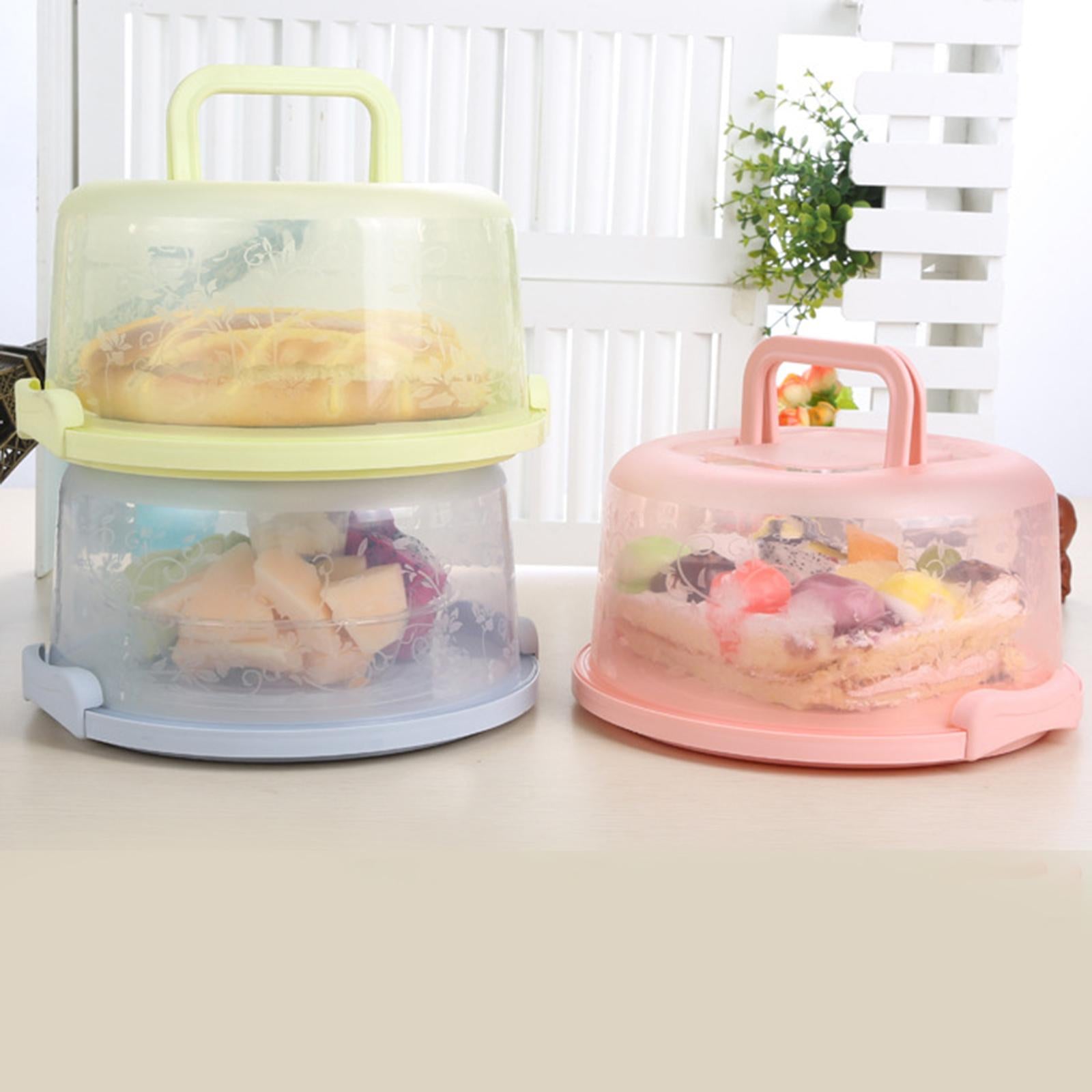 Cake Container with Lid Cover Handle Cake Storage Container for Pies Dessert Blue