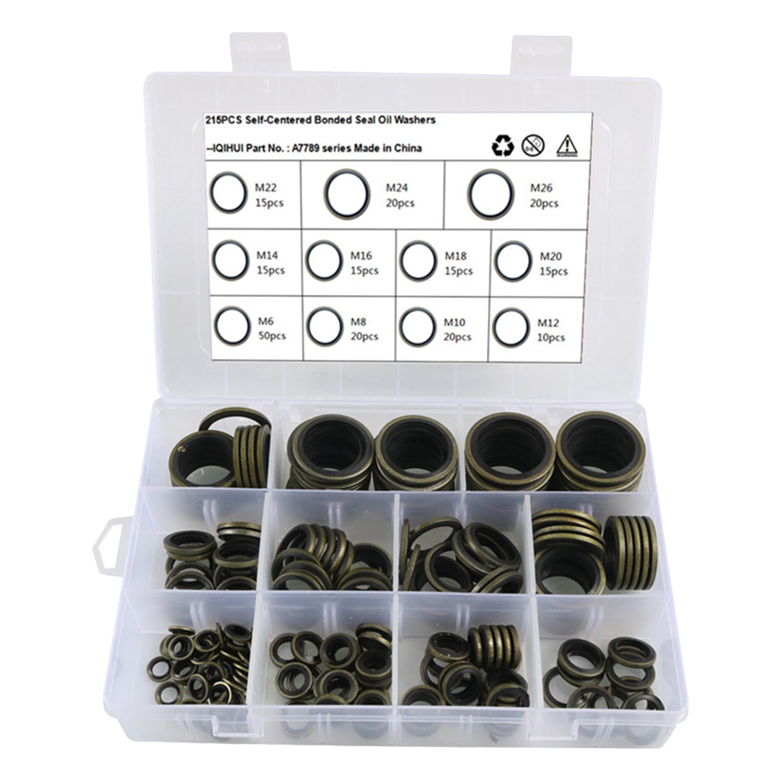 215x Rubber O rings Set Crush Washer Metric Durable Washer Gasket Set for Car