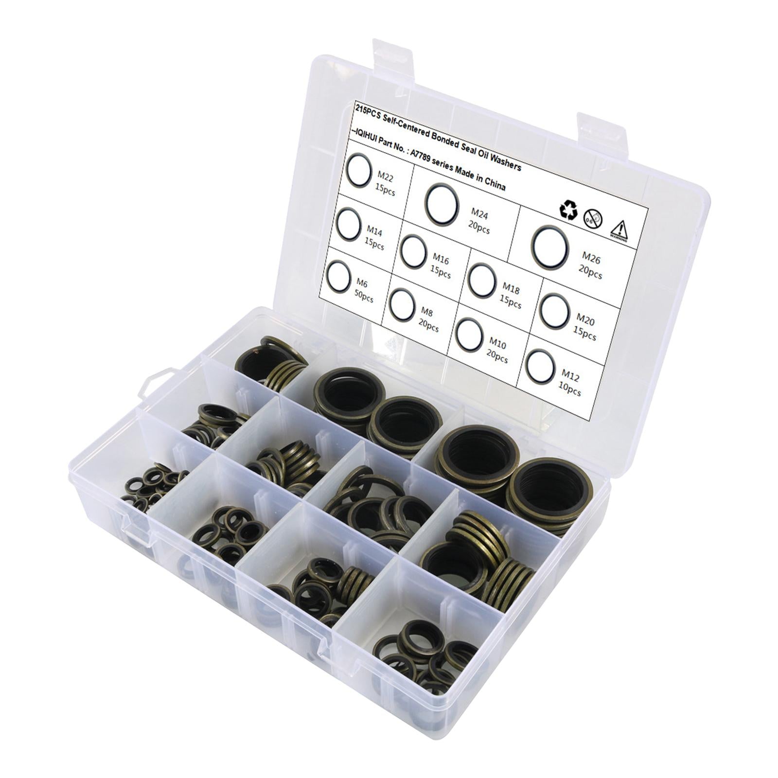 215x Rubber O rings Set Crush Washer Metric Durable Washer Gasket Set for Car