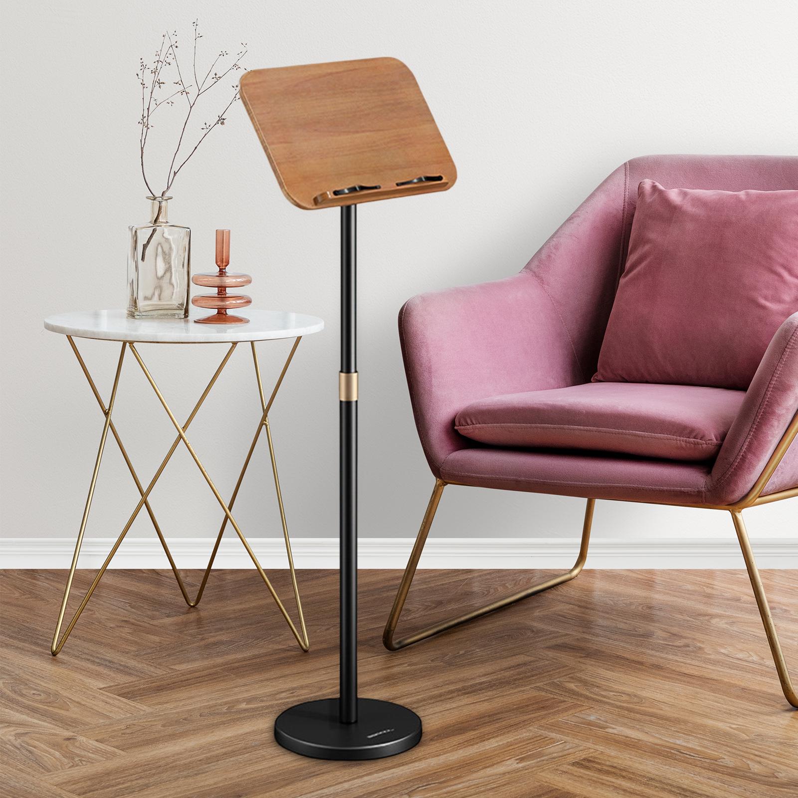 Floor Book Stand Metal Support Multi Function Hands Free Holder for Document Black