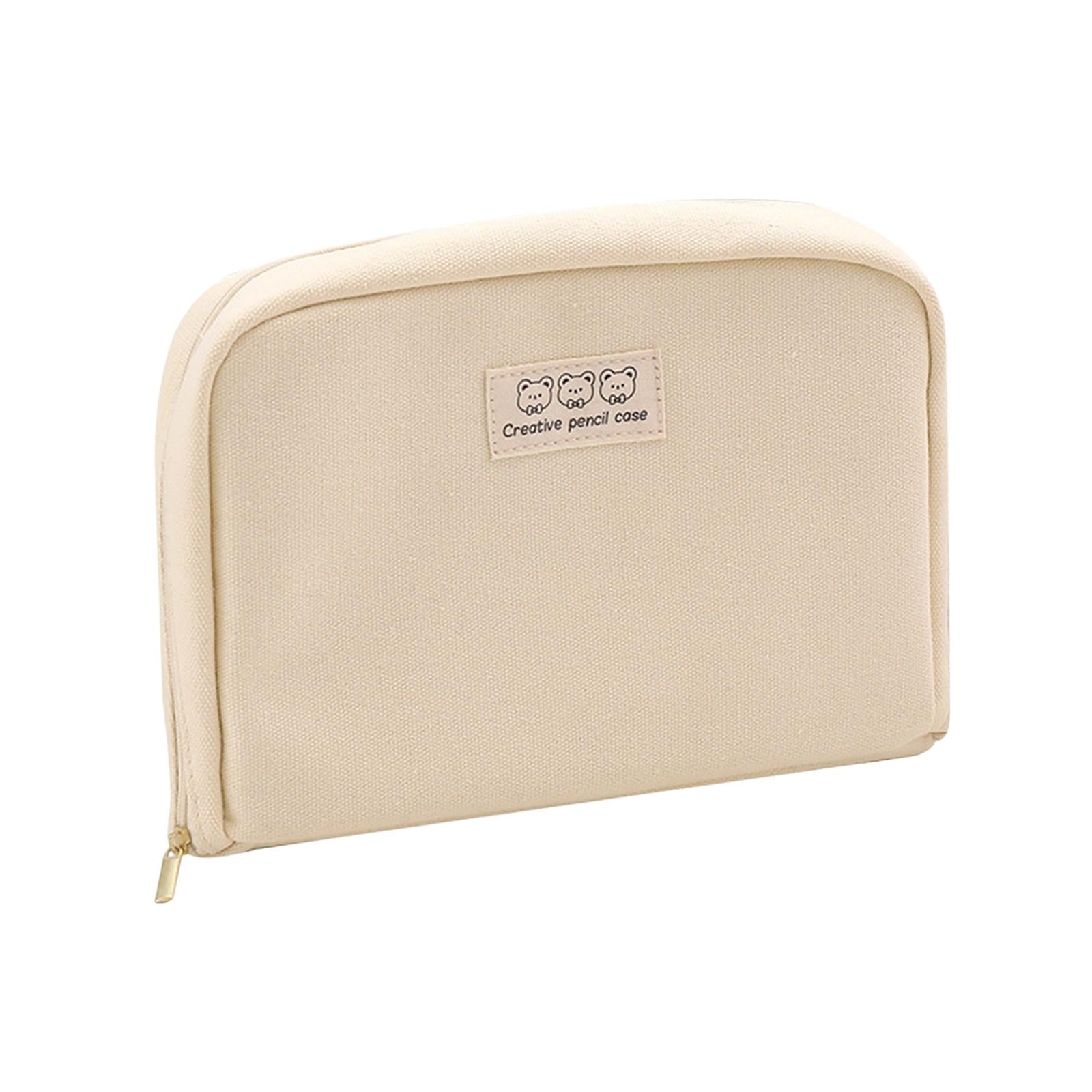 Big Capacity Pencil Case Makeup Bags Multifunctional Pencil Case Holder Beige