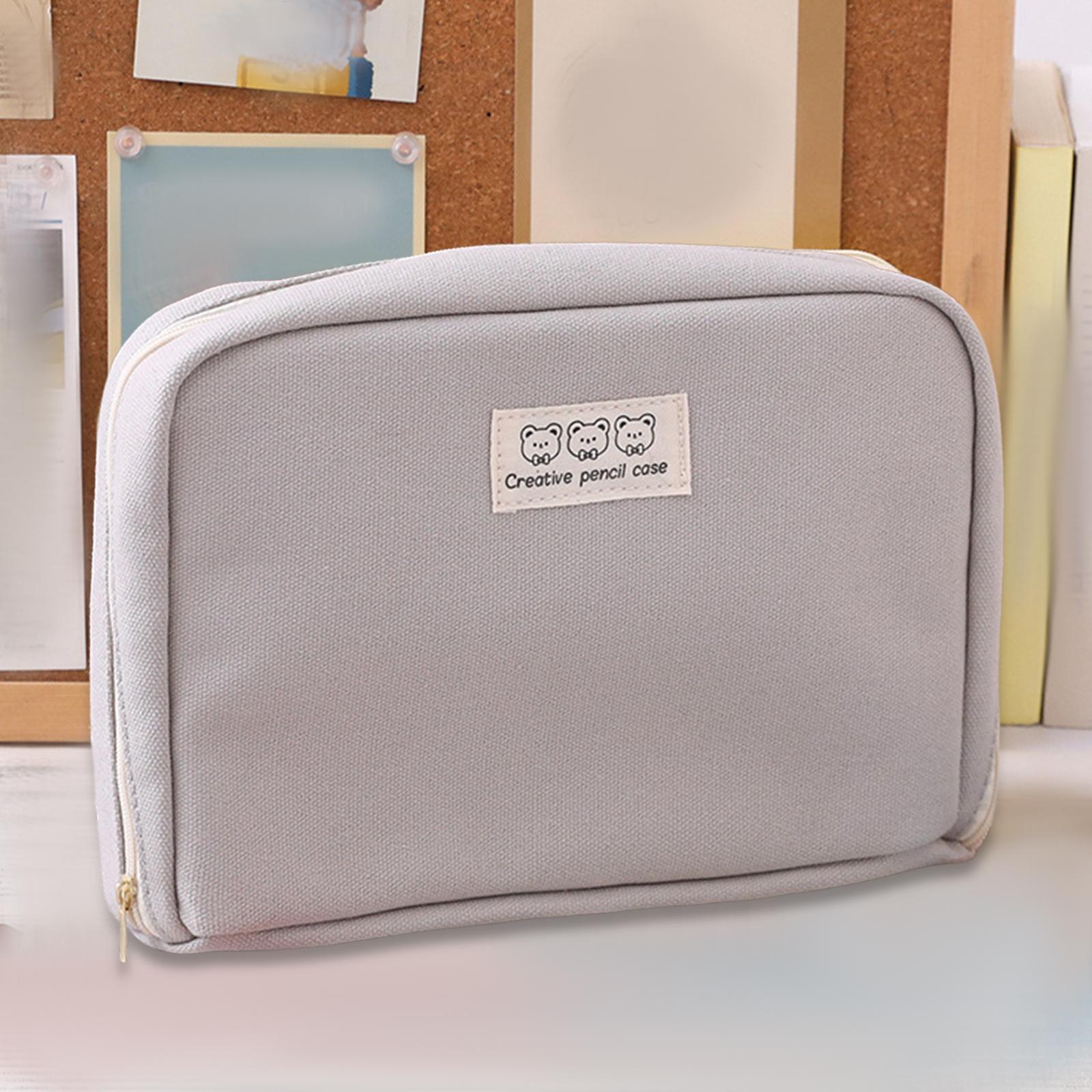 Big Capacity Pencil Case Makeup Bags Multifunctional Pencil Case Holder Gray