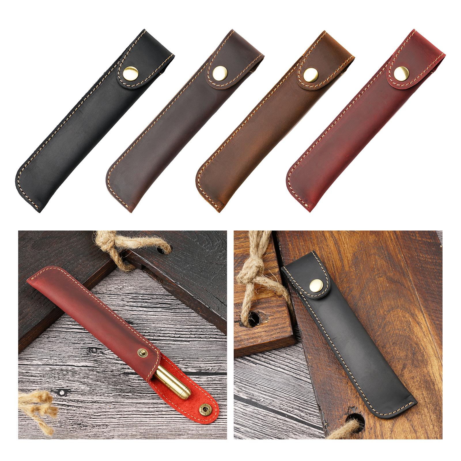 Pen Pencil Pouch Buckle Design Universal Pen Holder for Boyfriend Men Father Black