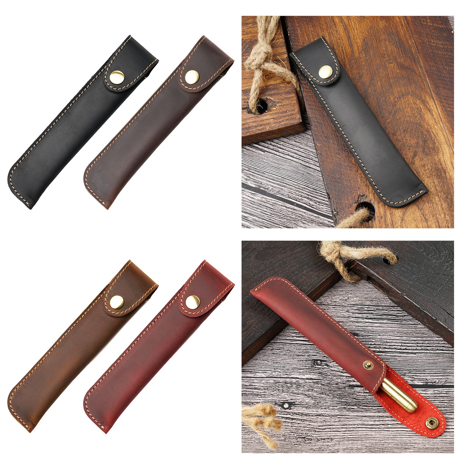 Pen Pencil Pouch Buckle Design Universal Pen Holder for Boyfriend Men Father Black