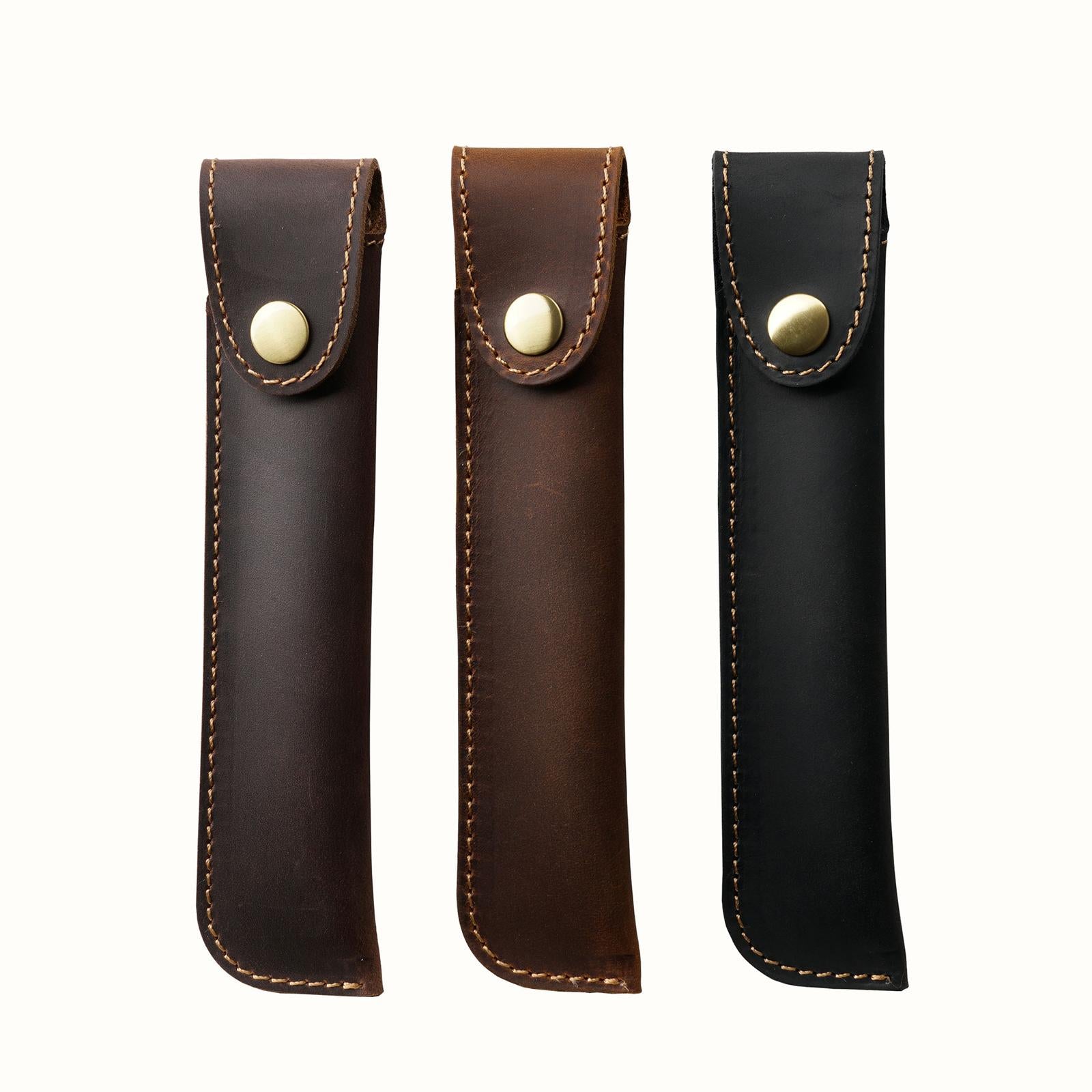 Pen Pencil Pouch Buckle Design Universal Pen Holder for Boyfriend Men Father Black
