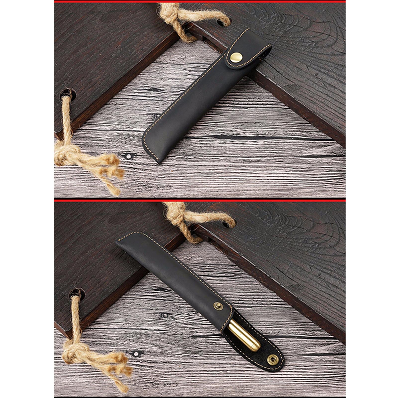 Pen Pencil Pouch Buckle Design Universal Pen Holder for Boyfriend Men Father Black