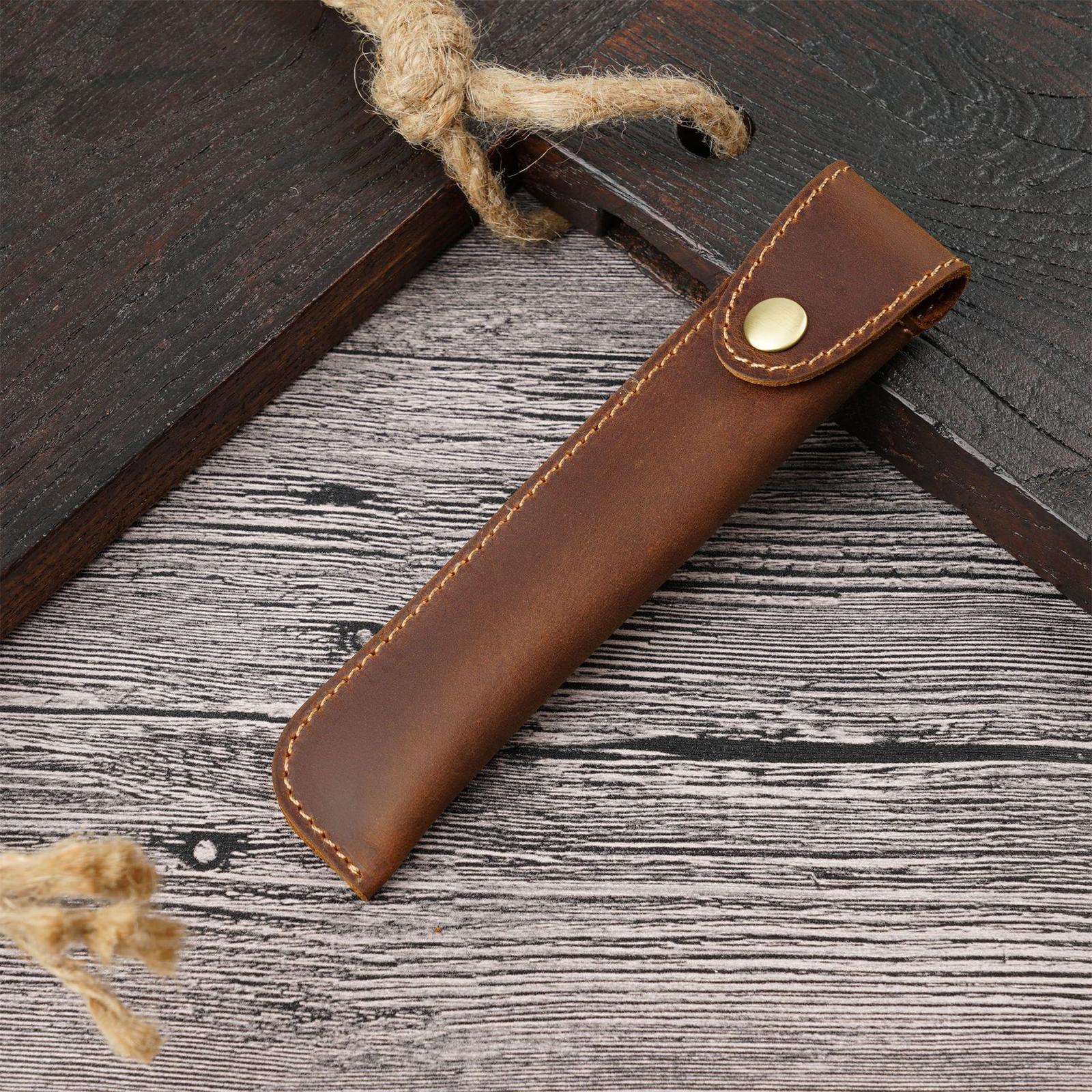 Pen Pencil Pouch Buckle Design Universal Pen Holder for Boyfriend Men Father Brown