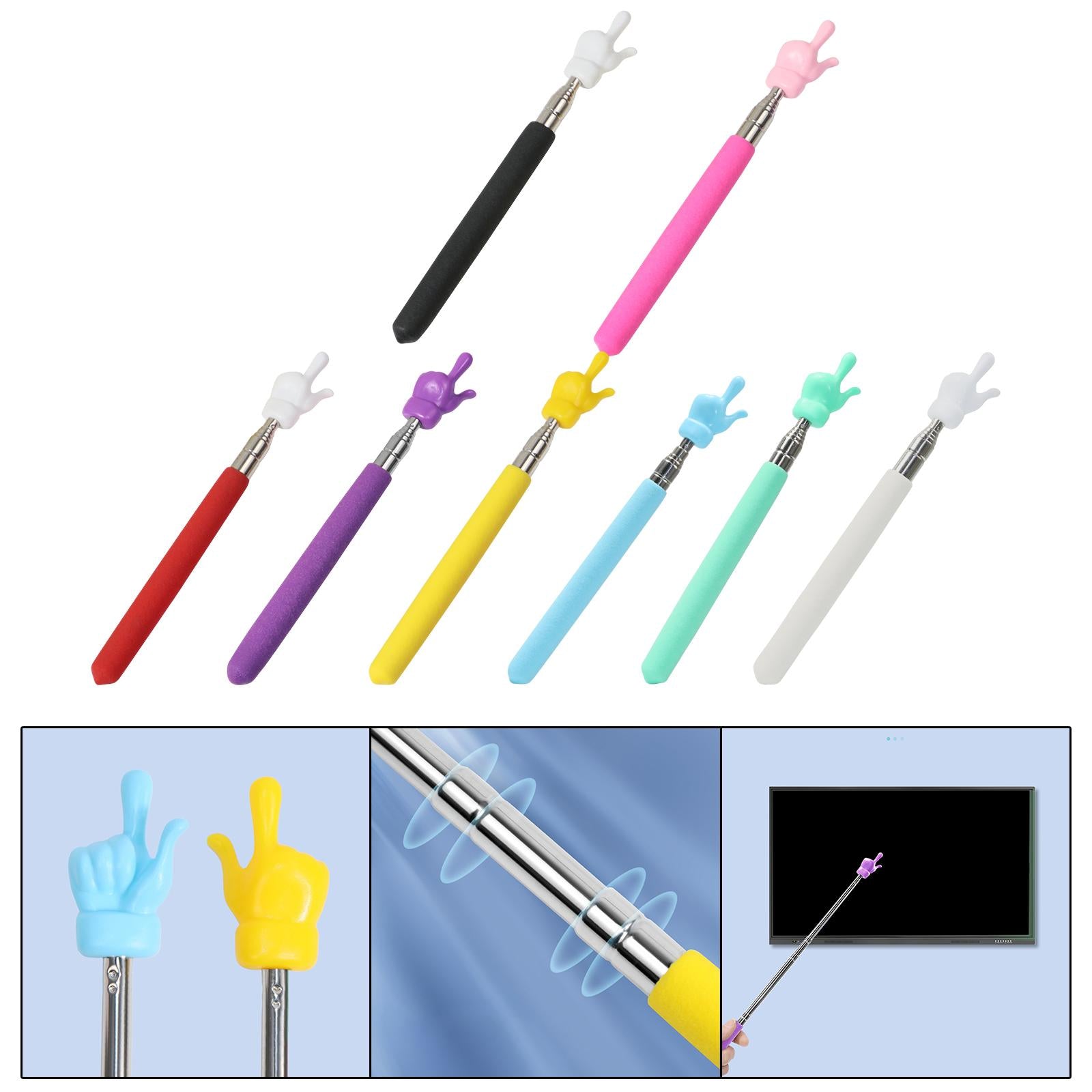 2xHand Pointer Accs Portable Teacher Pointer Finger Design for Home Whiteboard Black