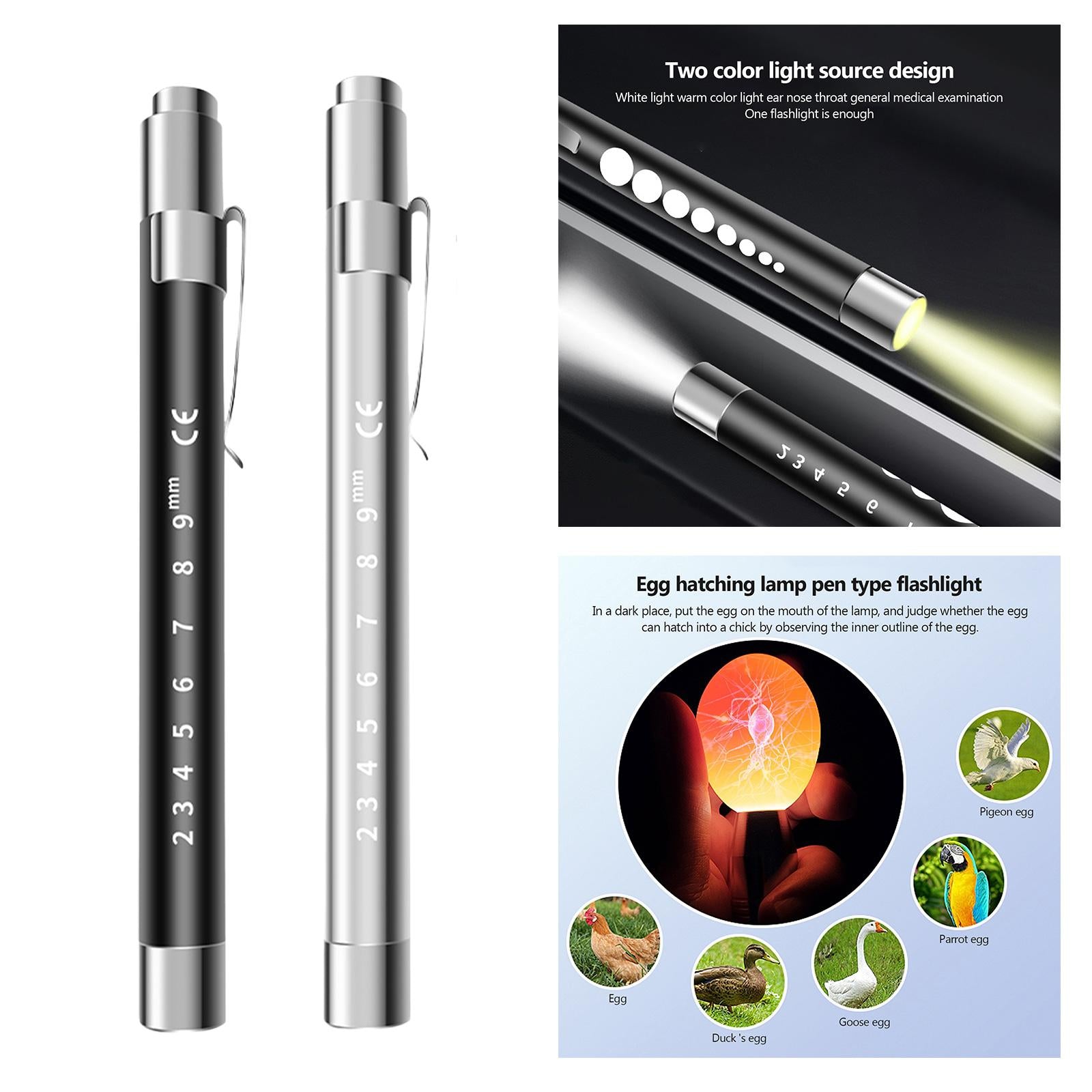 LED Light Egg Candler Tester Hatching Tool Egg Tester for Chicken Quail Duck Black