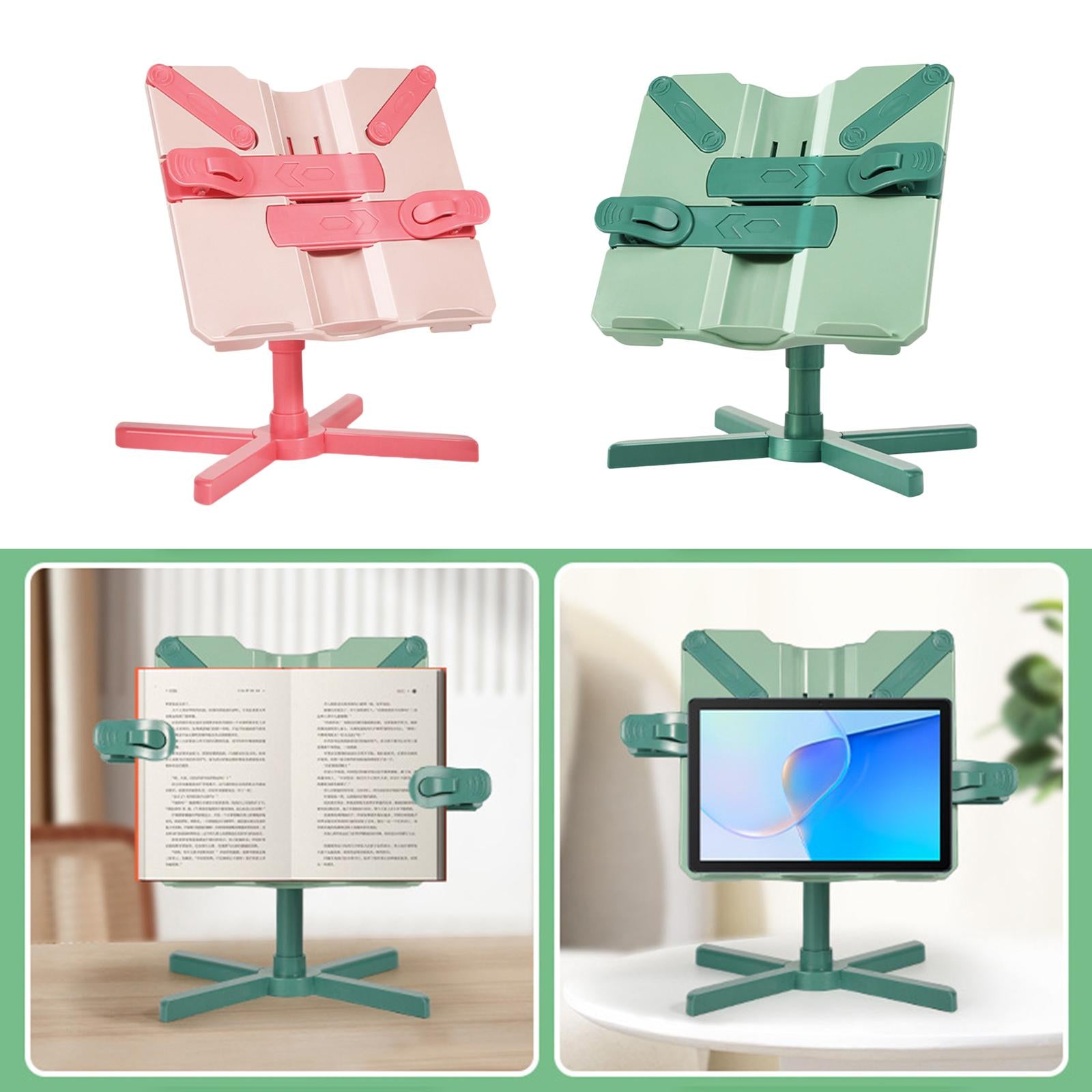 Book Holder Stand Portable Durable Tablet Holder for Kitchen Desktop Bedroom Pink