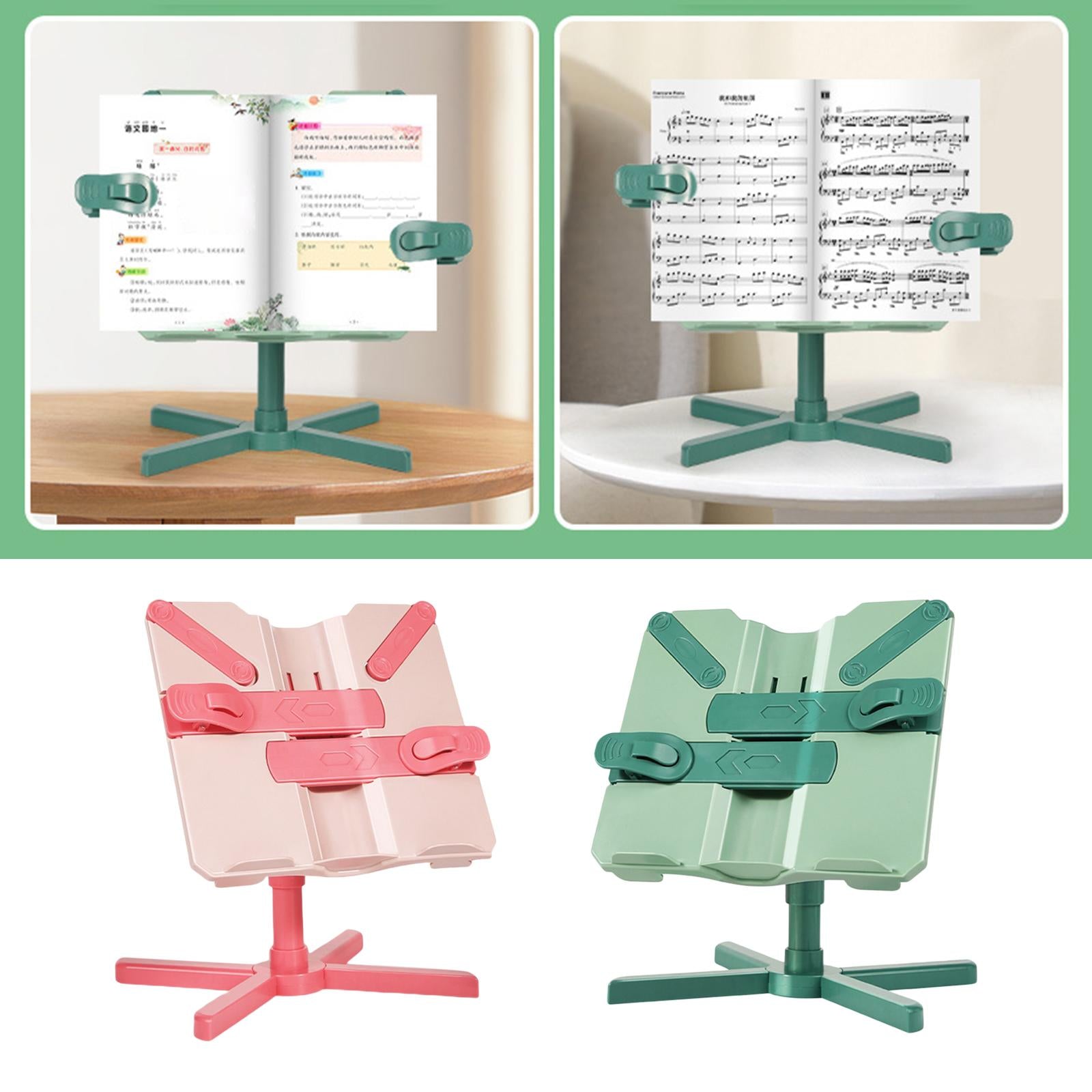 Book Holder Stand Portable Durable Tablet Holder for Kitchen Desktop Bedroom Pink