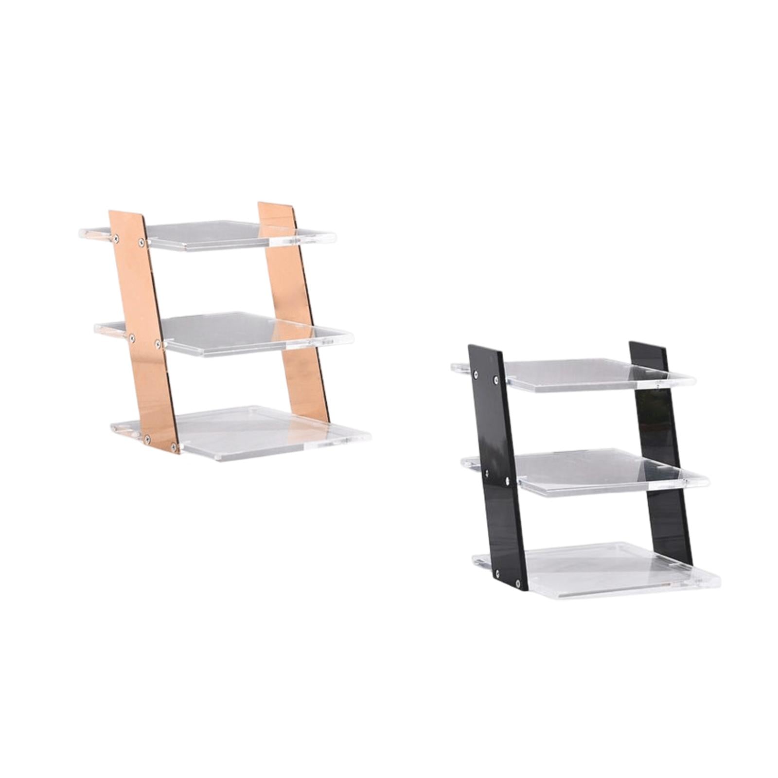 Acrylic Riser Stands 4 Steps Decorative Desktop Shelves Glasses Display Stand gold