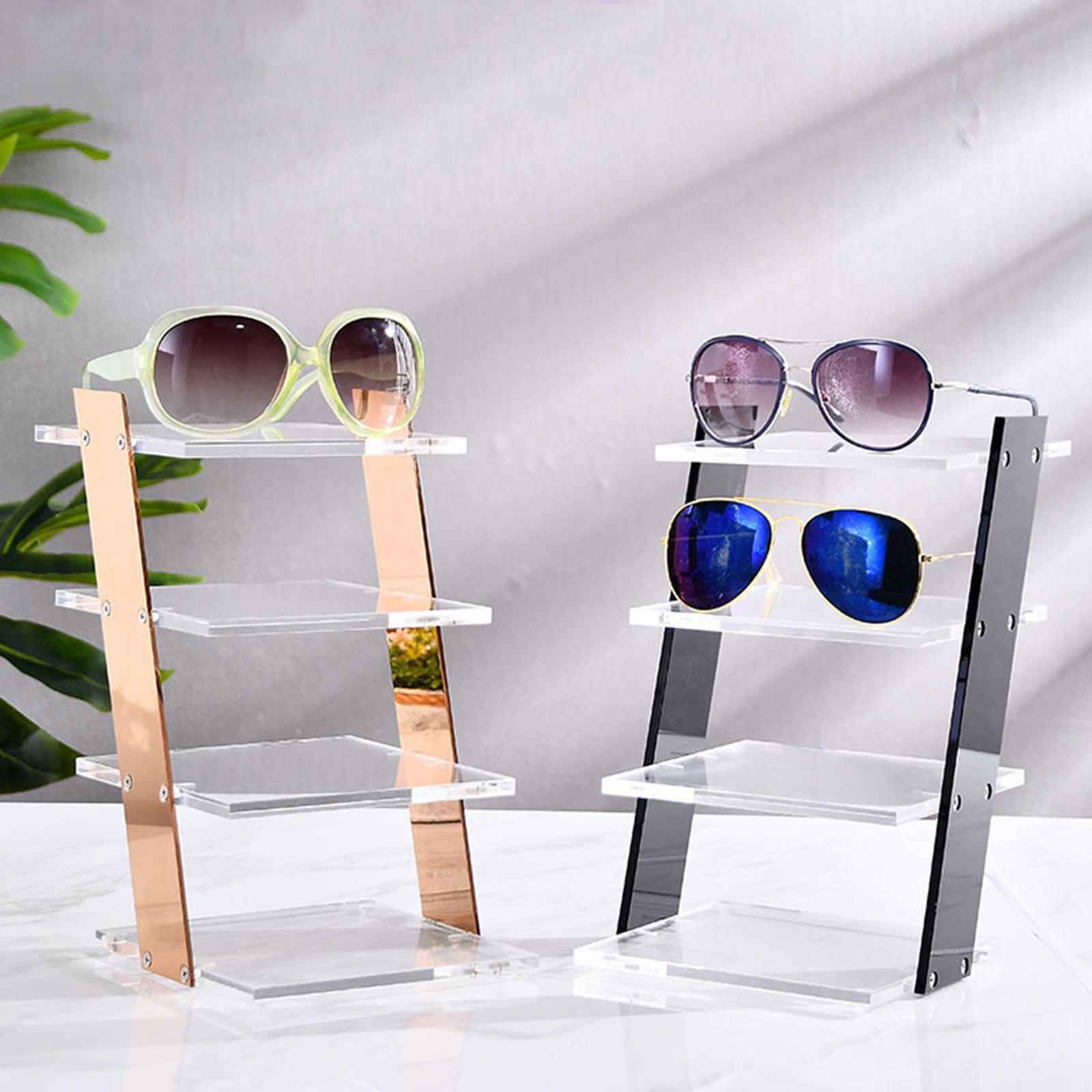 Acrylic Riser Stands 4 Steps Decorative Desktop Shelves Glasses Display Stand gold
