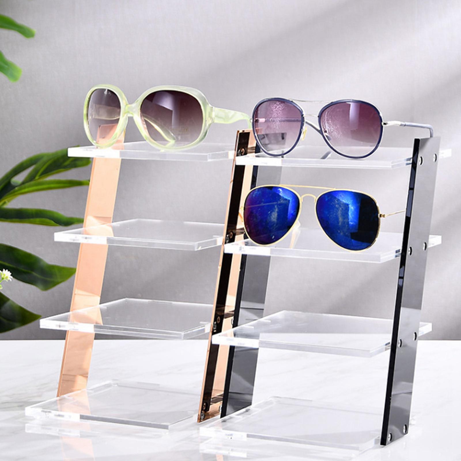 Acrylic Riser Stands 4 Steps Decorative Desktop Shelves Glasses Display Stand gold