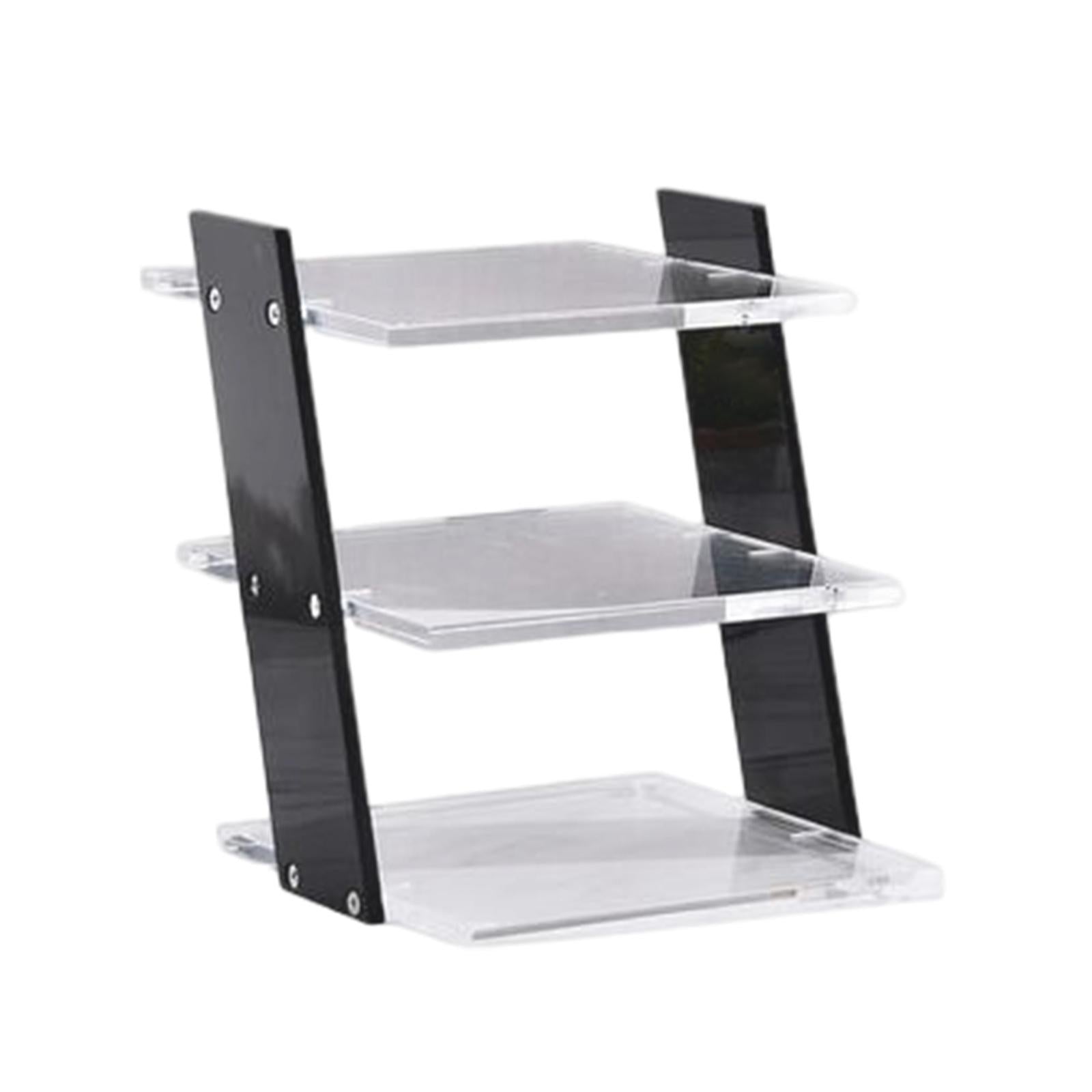 Acrylic Riser Stands 4 Steps Decorative Desktop Shelves Glasses Display Stand black