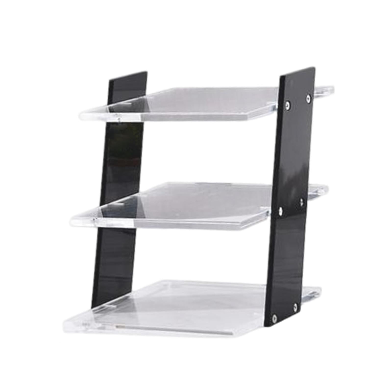 Acrylic Riser Stands 4 Steps Decorative Desktop Shelves Glasses Display Stand black
