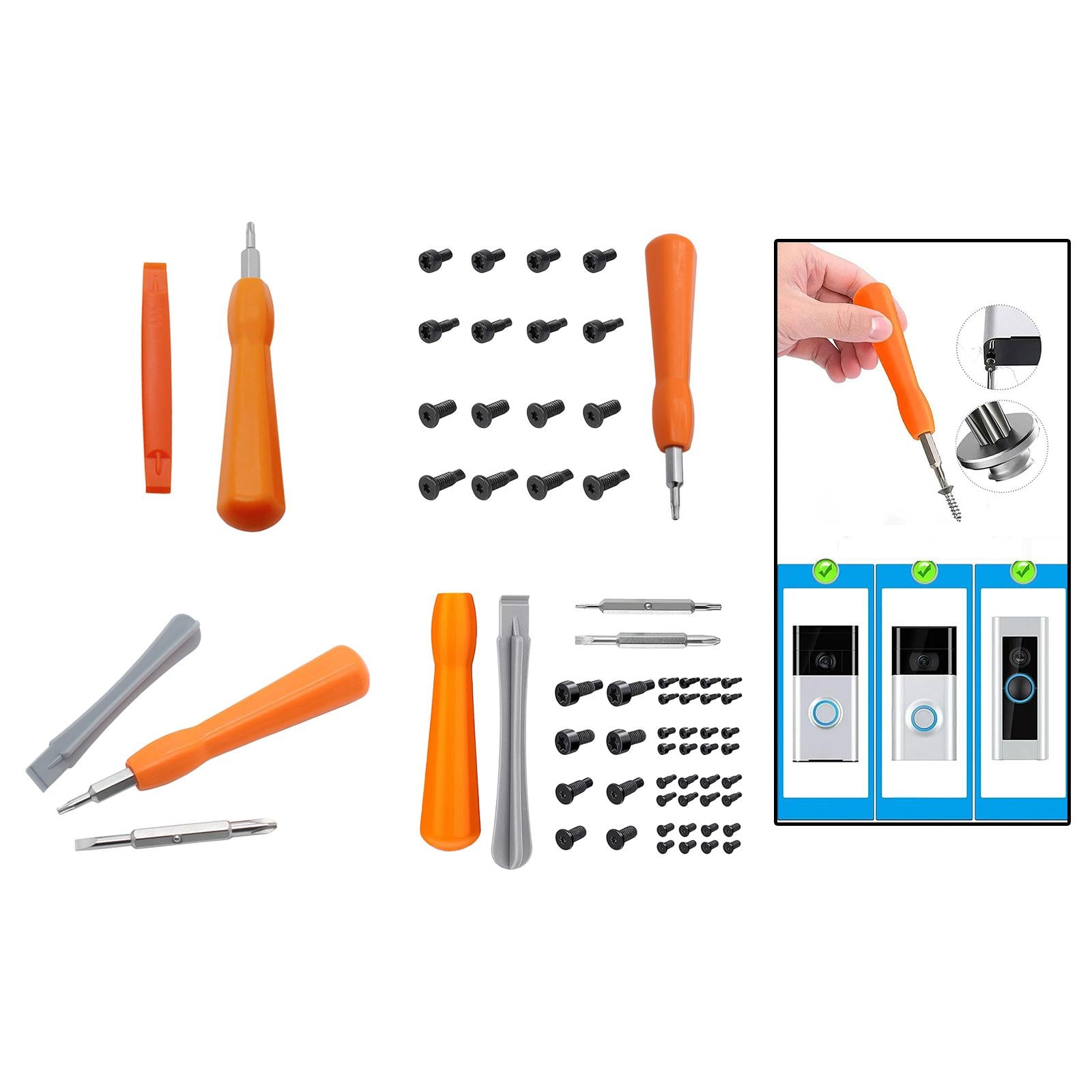 Mini Screwdriver Set 2 in 1 Hand Tool for Electronics Video Door Bell Repair 3pcs