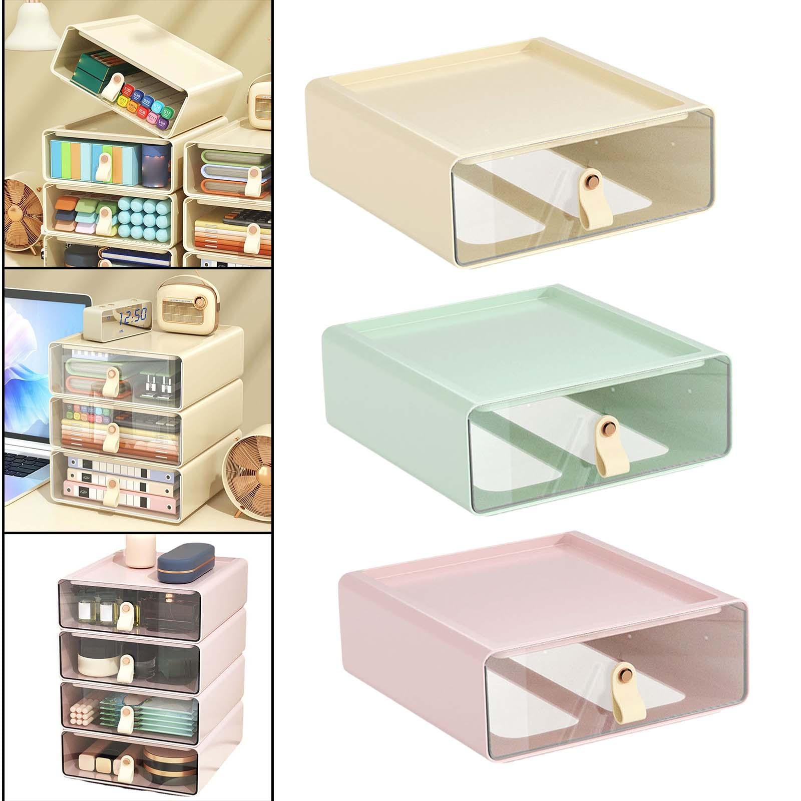 Desk Organizer Drawer Desk Stackable Storage Drawer for Office Bathroom Home White
