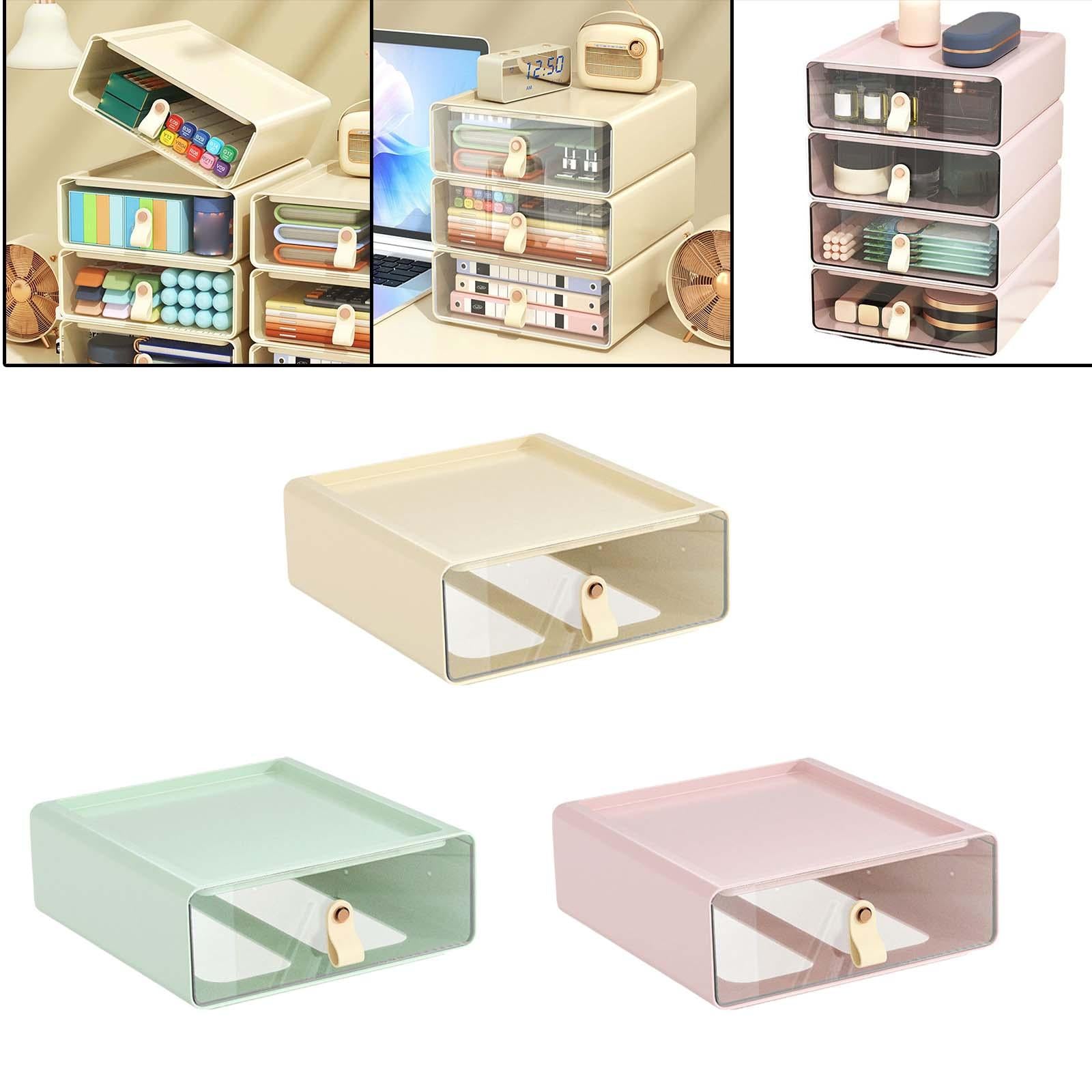 Desk Organizer Drawer Desk Stackable Storage Drawer for Office Bathroom Home White