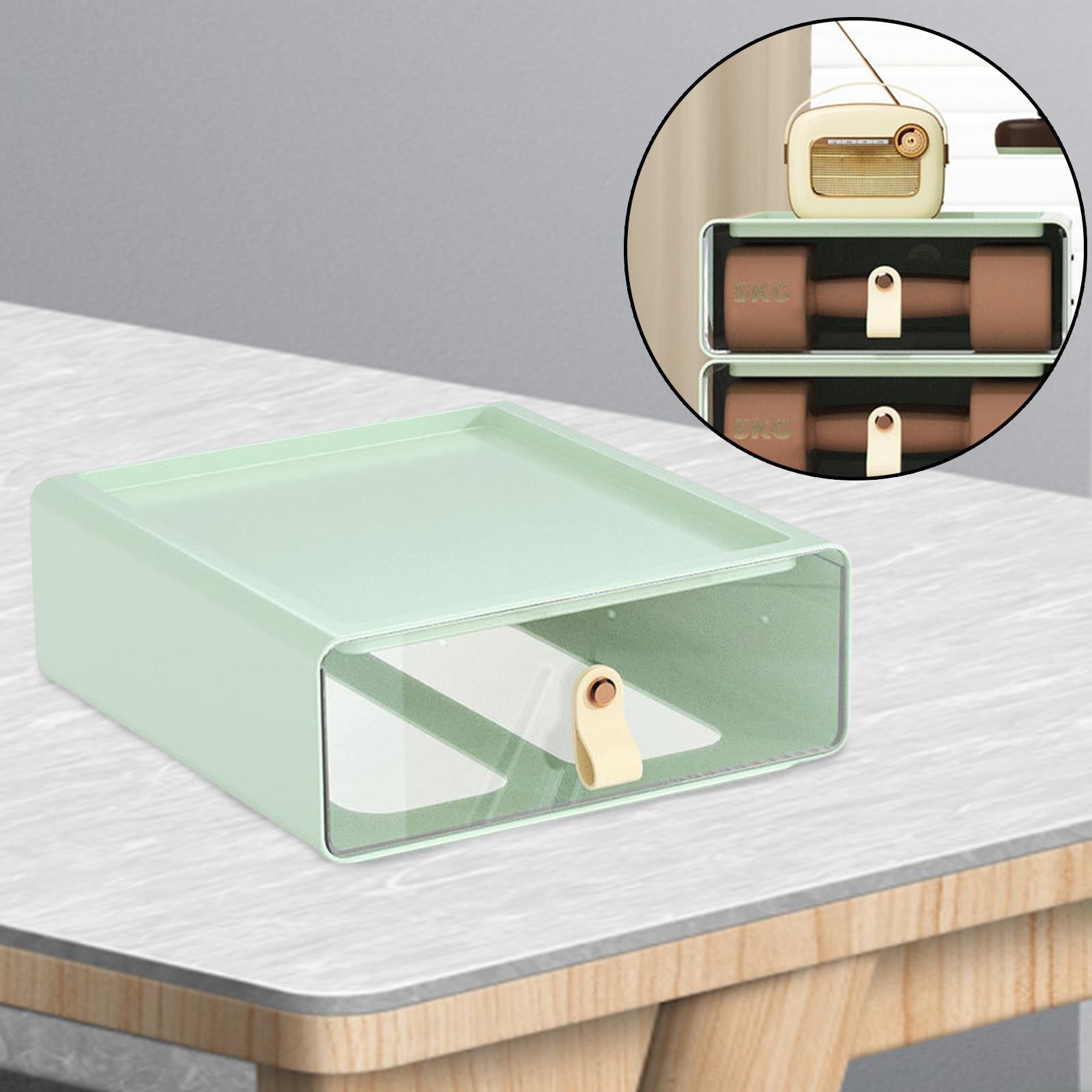 Desk Organizer Drawer Desk Stackable Storage Drawer for Office Bathroom Home Green