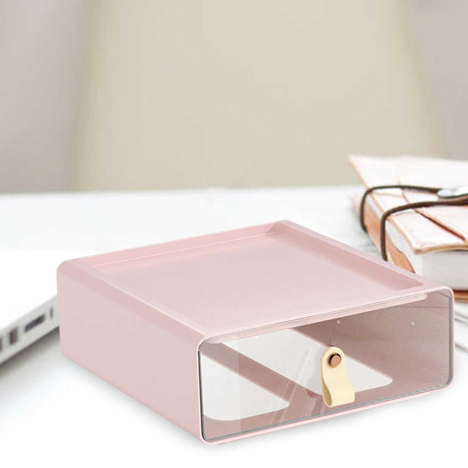 Desk Organizer Drawer Desk Stackable Storage Drawer for Office Bathroom Home Pink