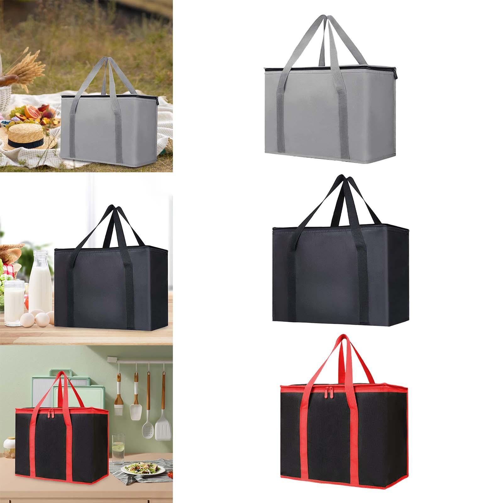 Insulated Cooler Bag Reusable Grocery Shopping Bag for Office Picnic Camping Gray