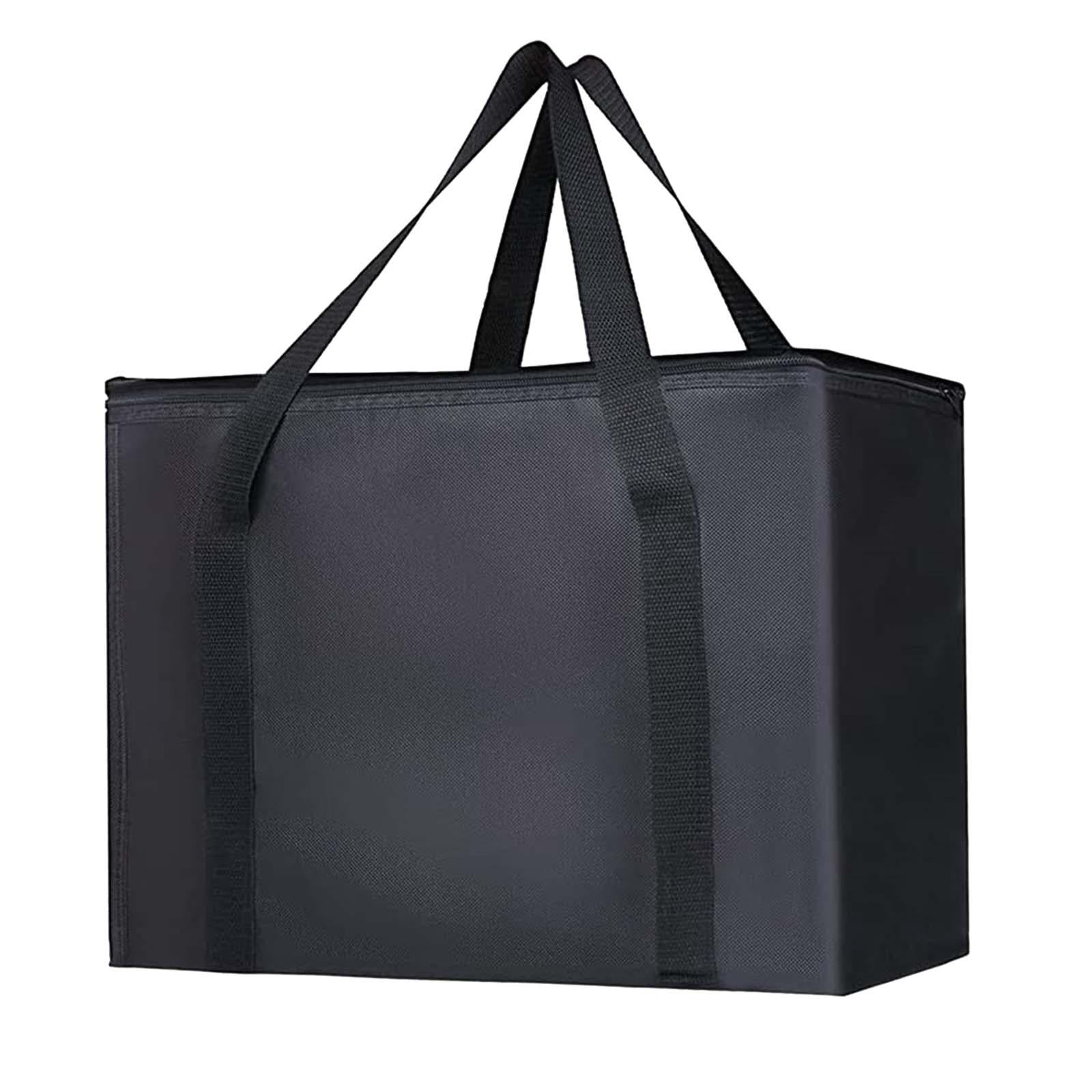 Insulated Cooler Bag Reusable Grocery Shopping Bag for Office Picnic Camping Black