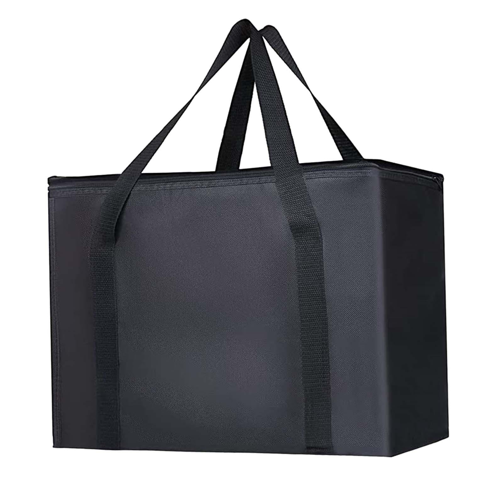 Insulated Cooler Bag Reusable Grocery Shopping Bag for Office Picnic Camping Black