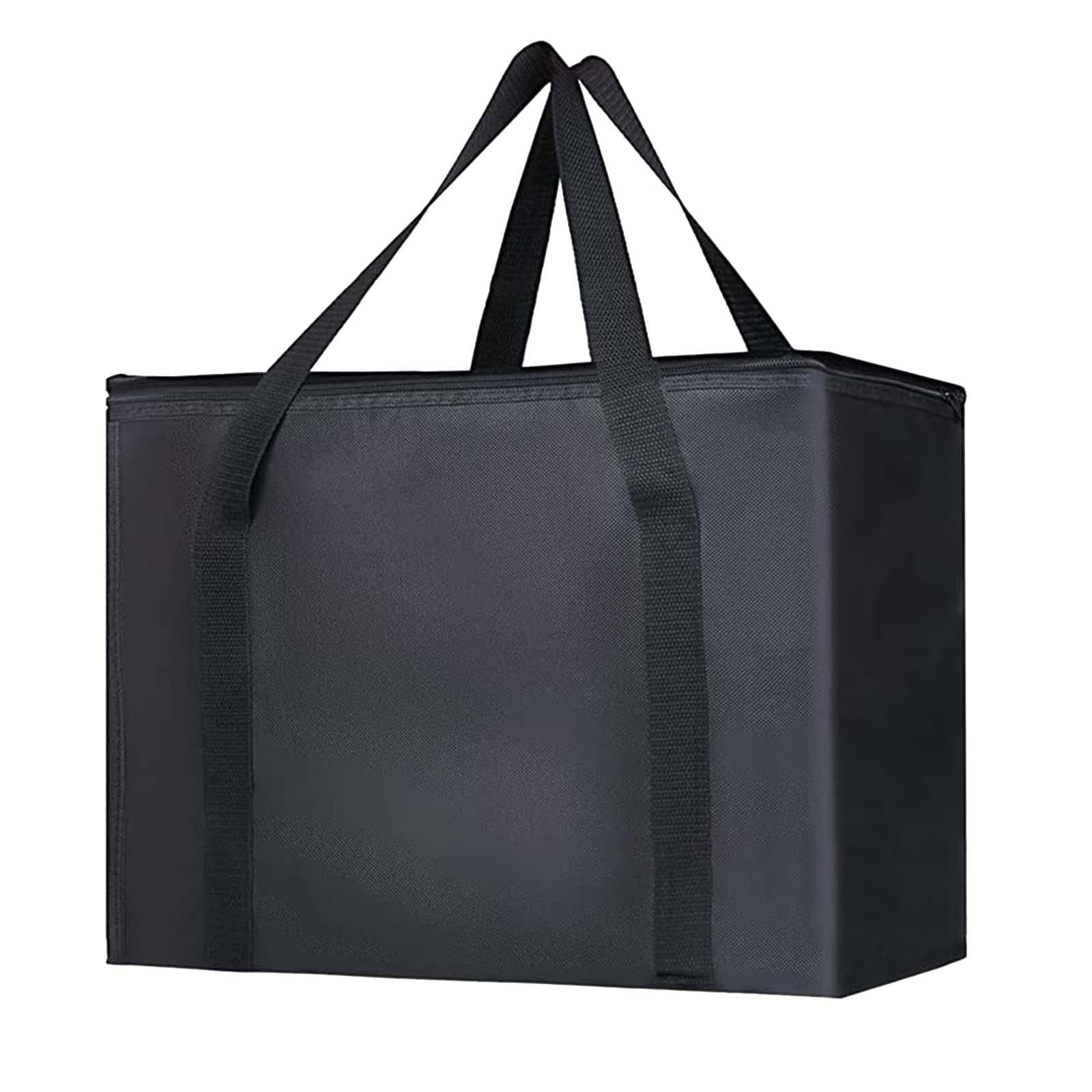 Insulated Cooler Bag Reusable Grocery Shopping Bag for Office Picnic Camping Black